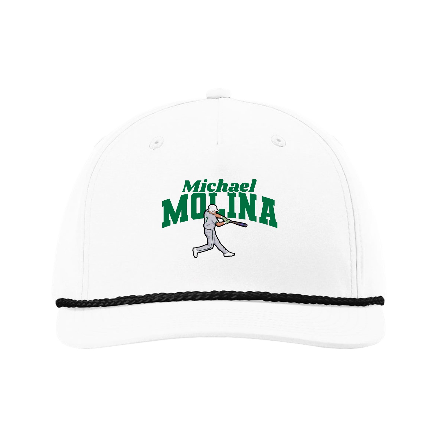 Five-Panel Classic Rope Cap — Signature Arch in White