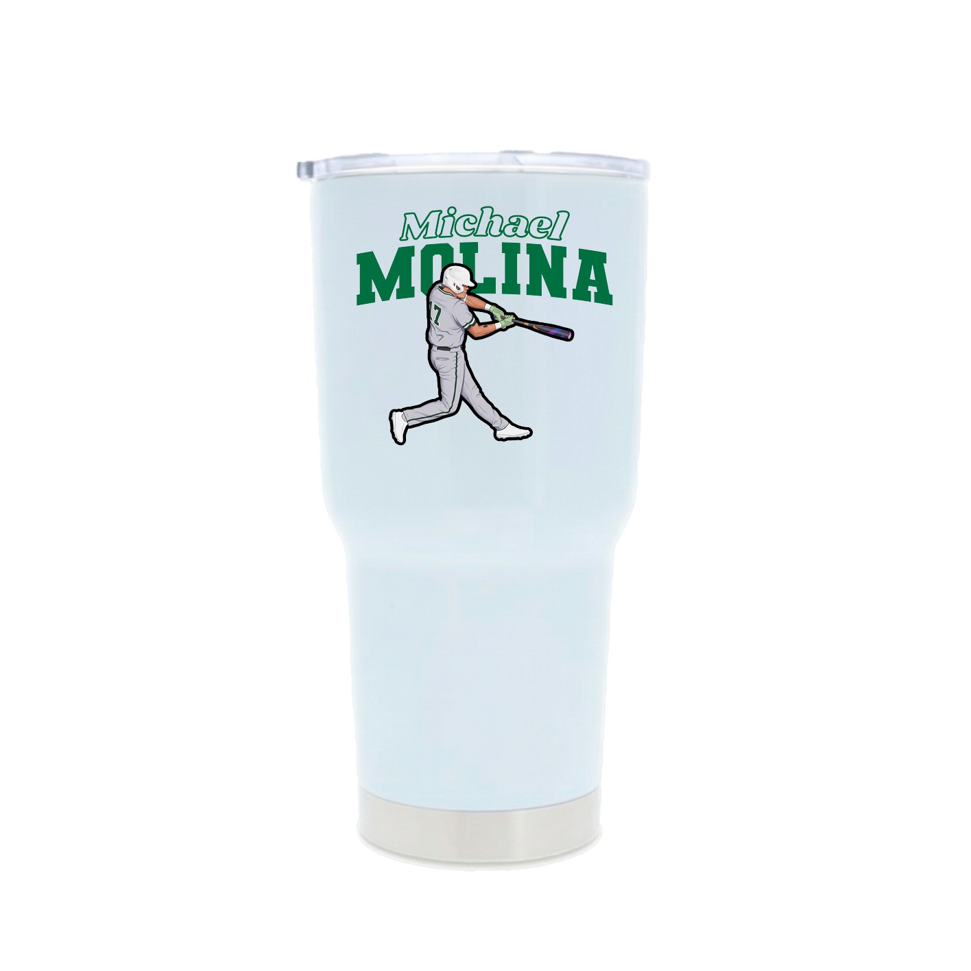 30oz Stainless Steel Tumbler — Name Arch in White