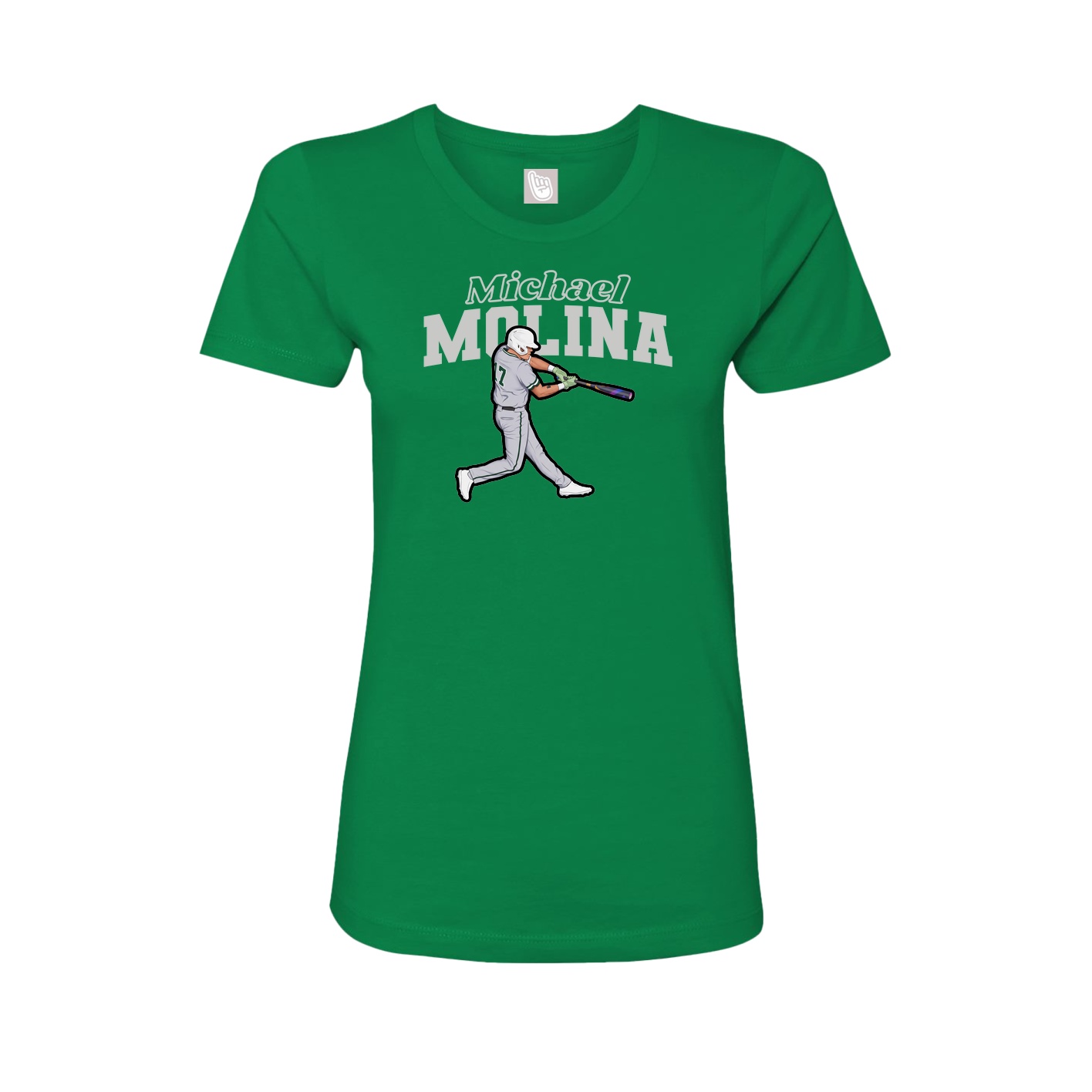 Fitted Women's Tee — Name Arch in Green