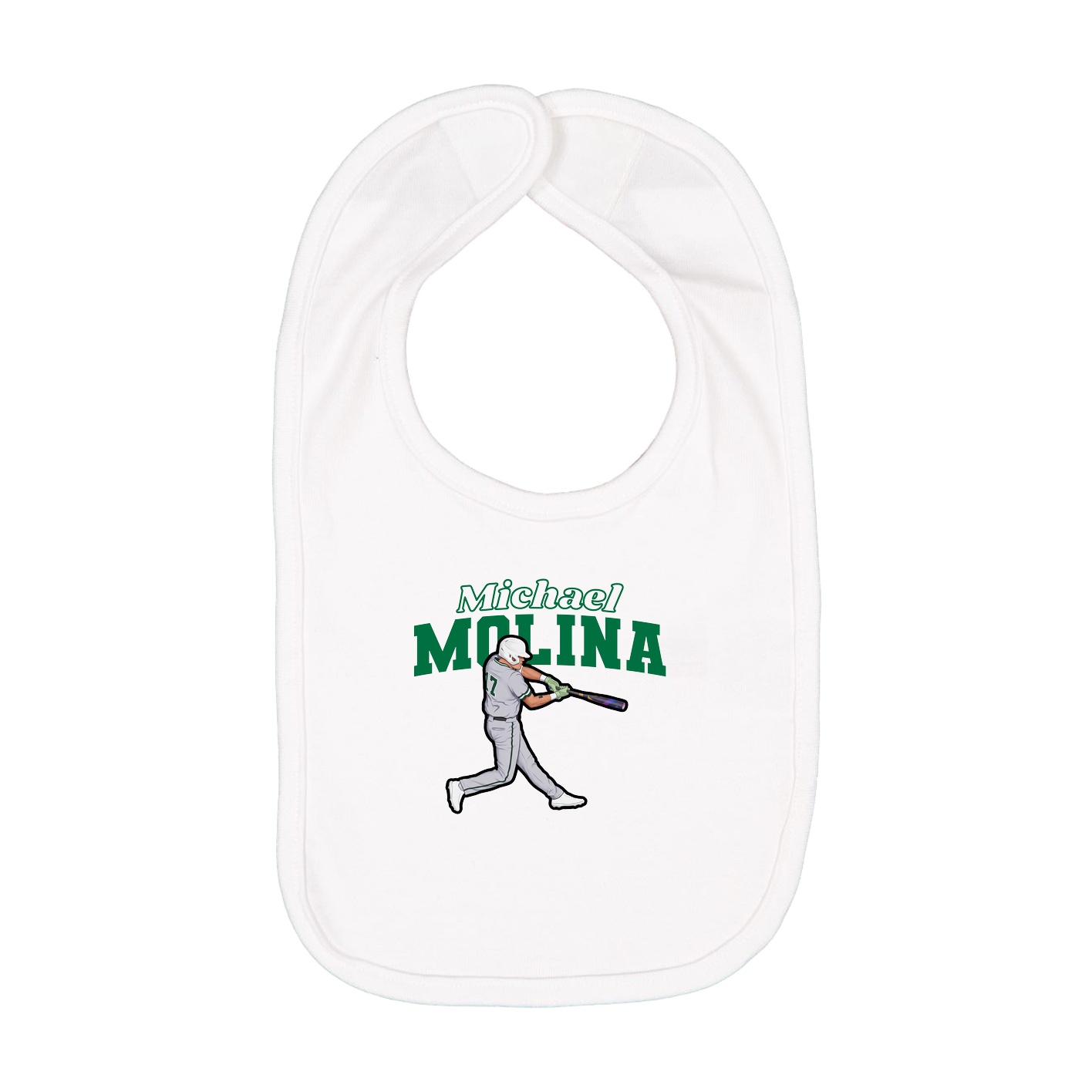Infant Bib — Name Arch in White