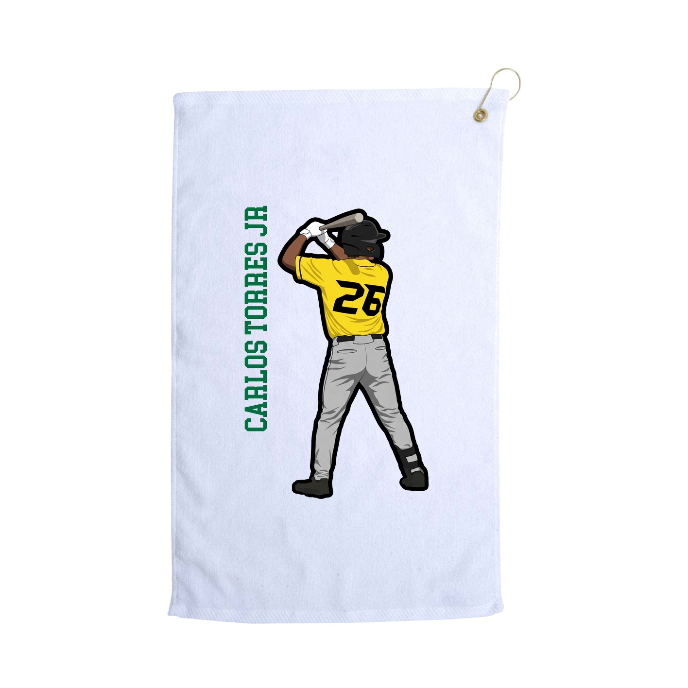 Golf Towel — Name Vertical in White