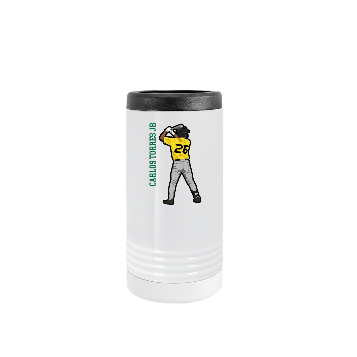 Slim Beverage Holder — Name Vertical in White
