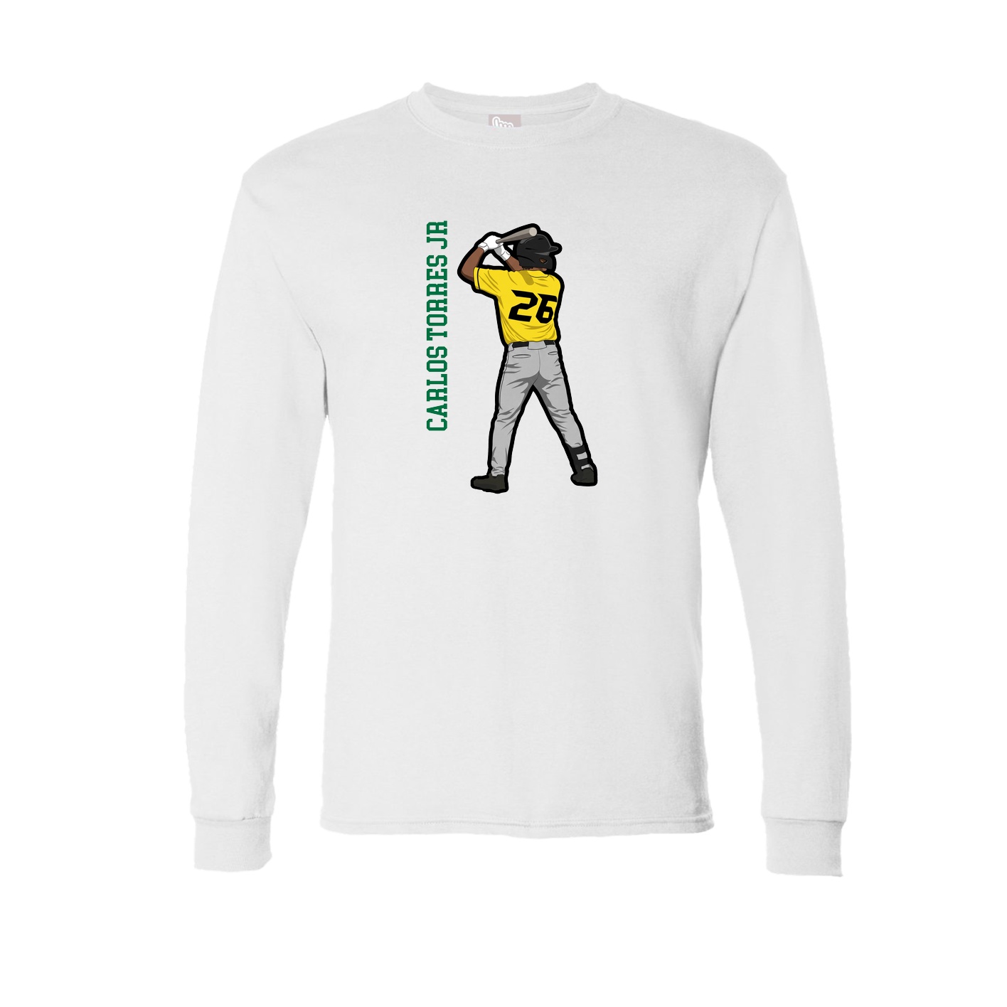 Long Sleeve Tee — Name Vertical in White