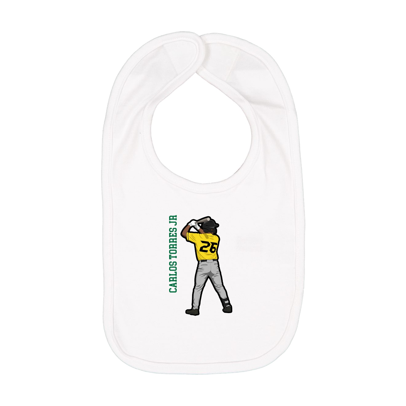 Infant Bib — Name Vertical in White
