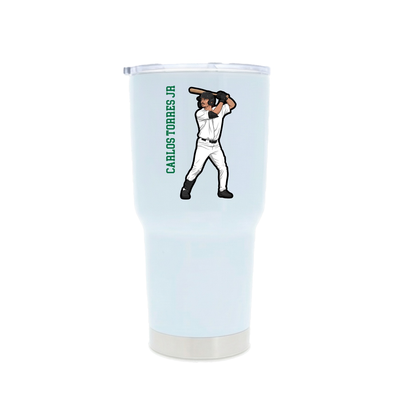 30oz Stainless Steel Tumbler — Name Vertical in White