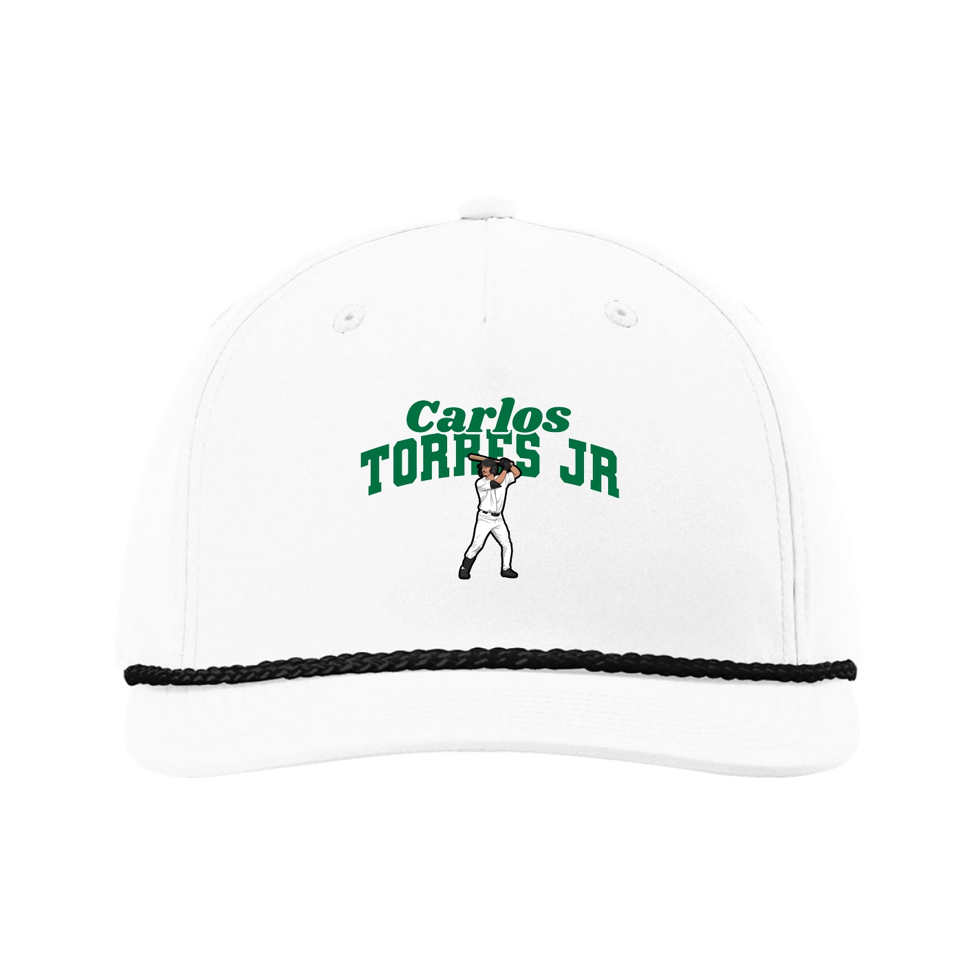 Five-Panel Classic Rope Cap — Signature Arch in White