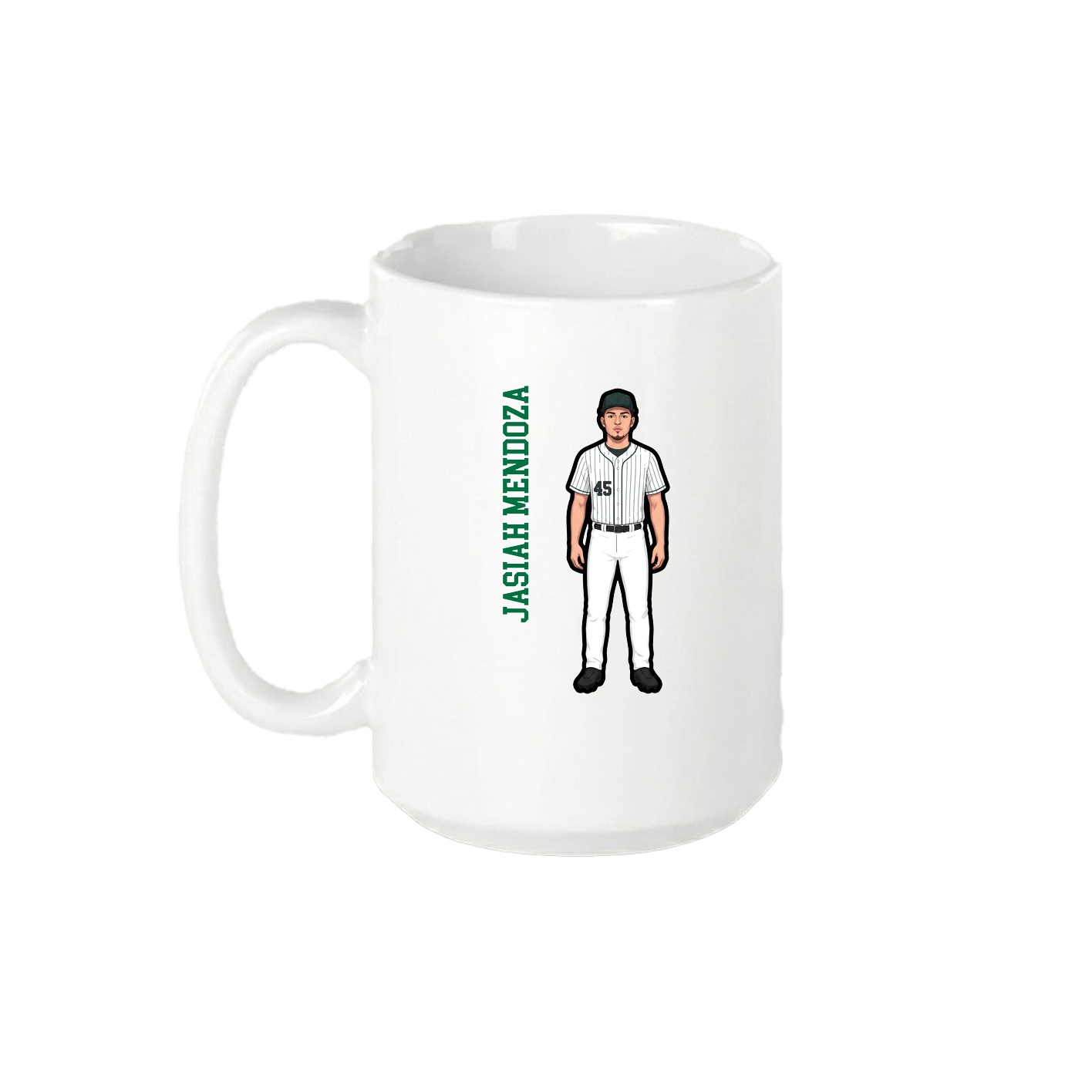 15oz Coffee Mug — Name Vertical in White