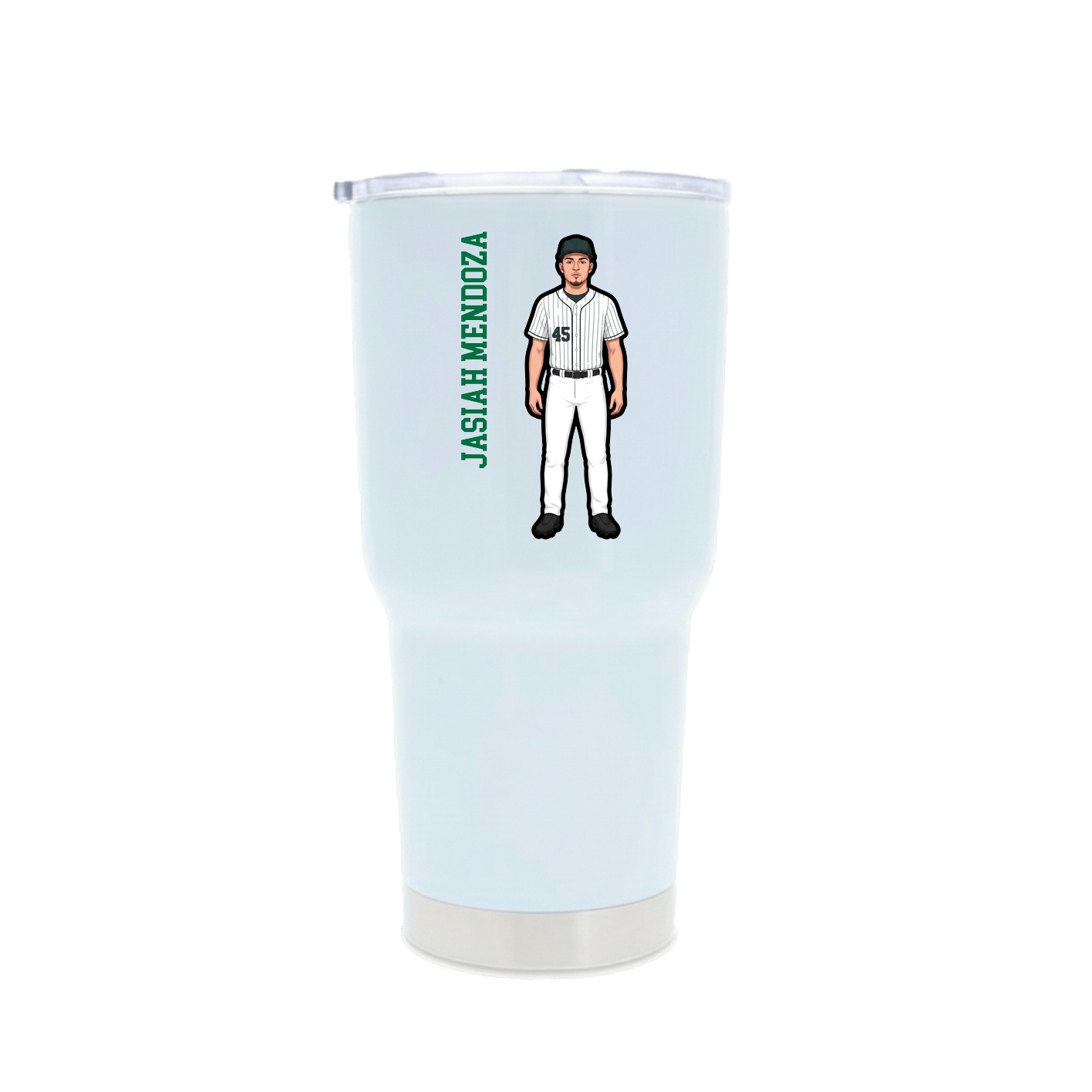 30oz Stainless Steel Tumbler — Name Vertical in White