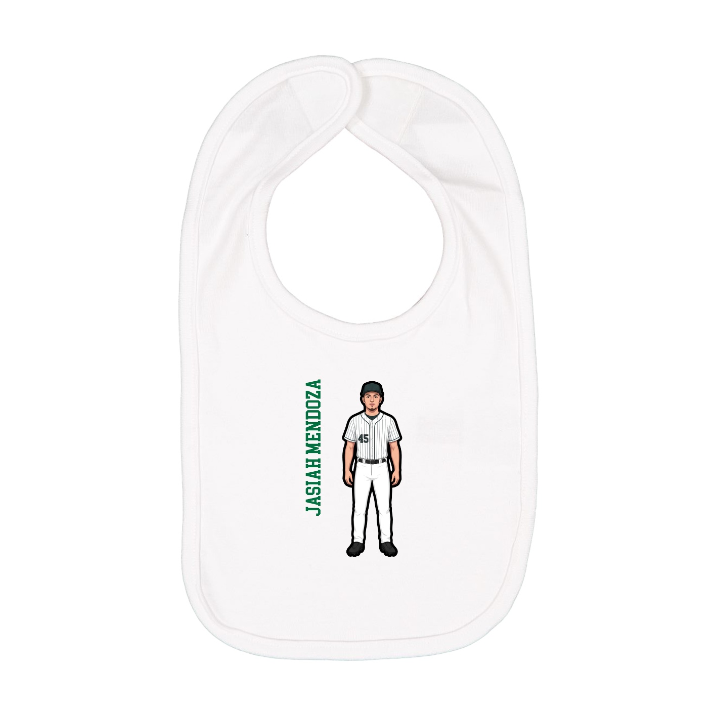Infant Bib — Name Vertical in White