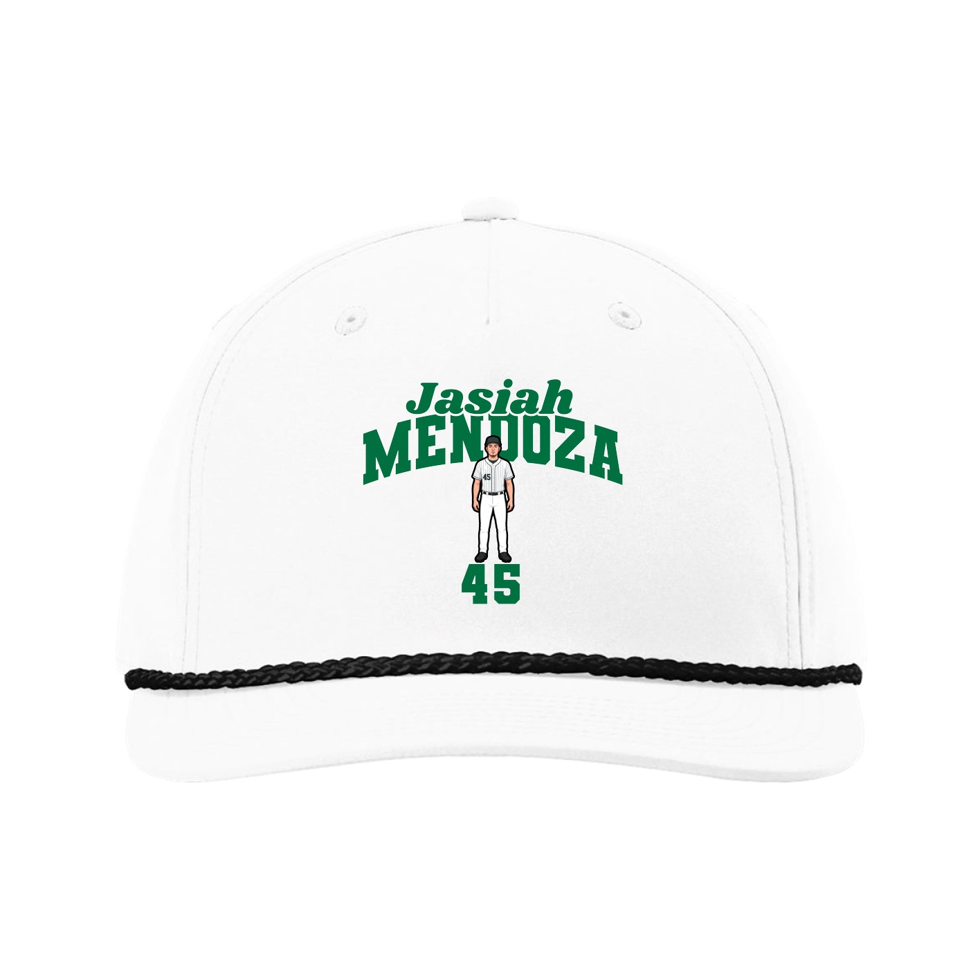 Five-Panel Classic Rope Cap — Signature Arch in White