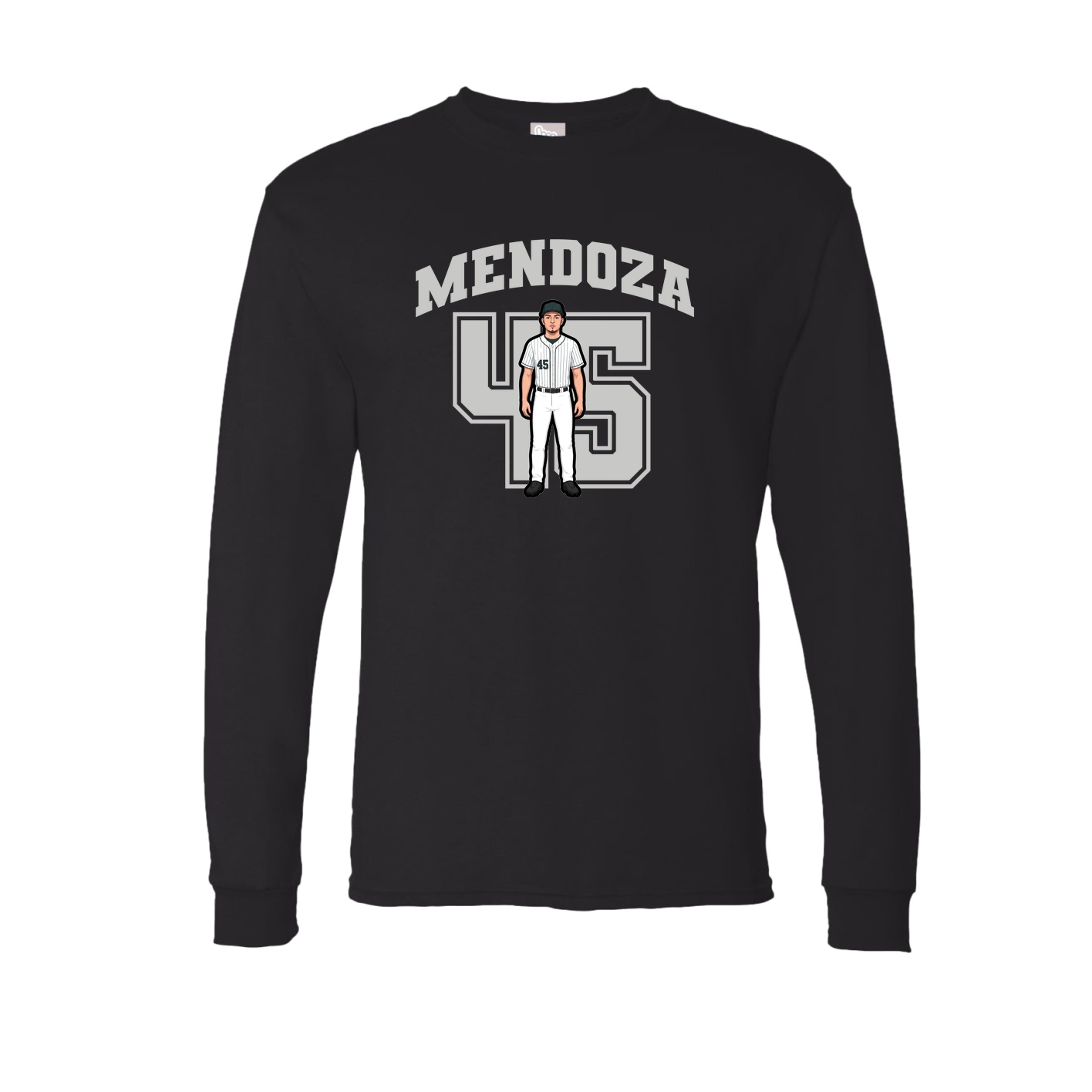 Long Sleeve Tee — Number in Black