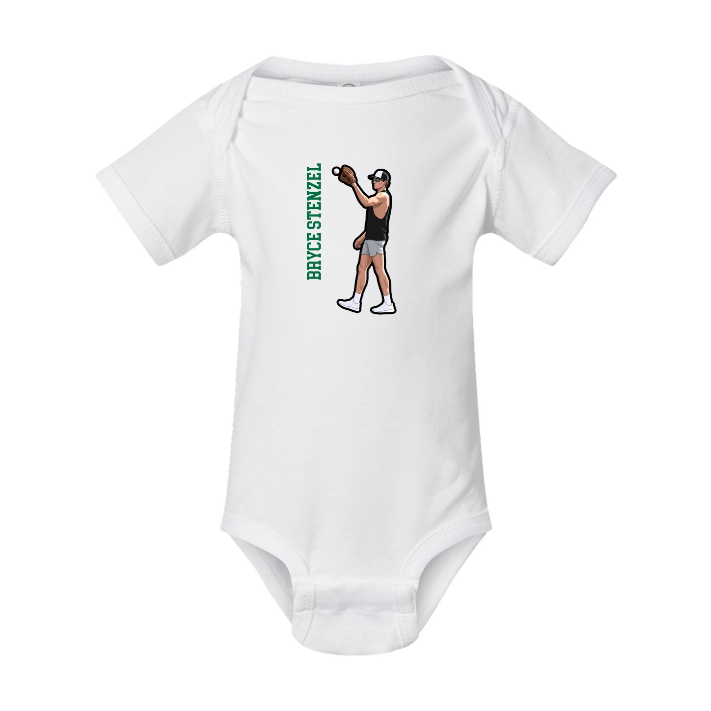 Baby Onesie — Name Vertical in White