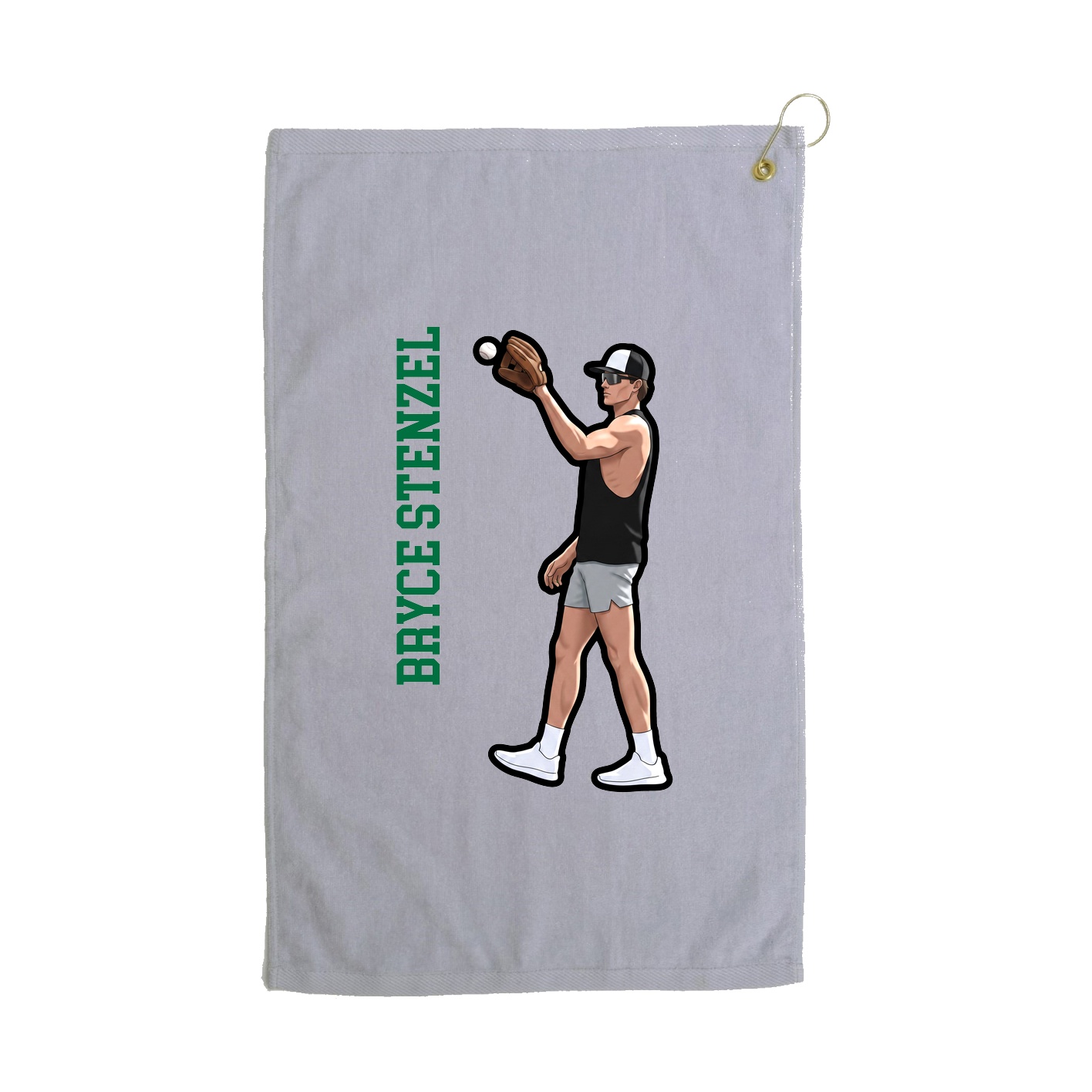 Golf Towel — Name Vertical in Grey