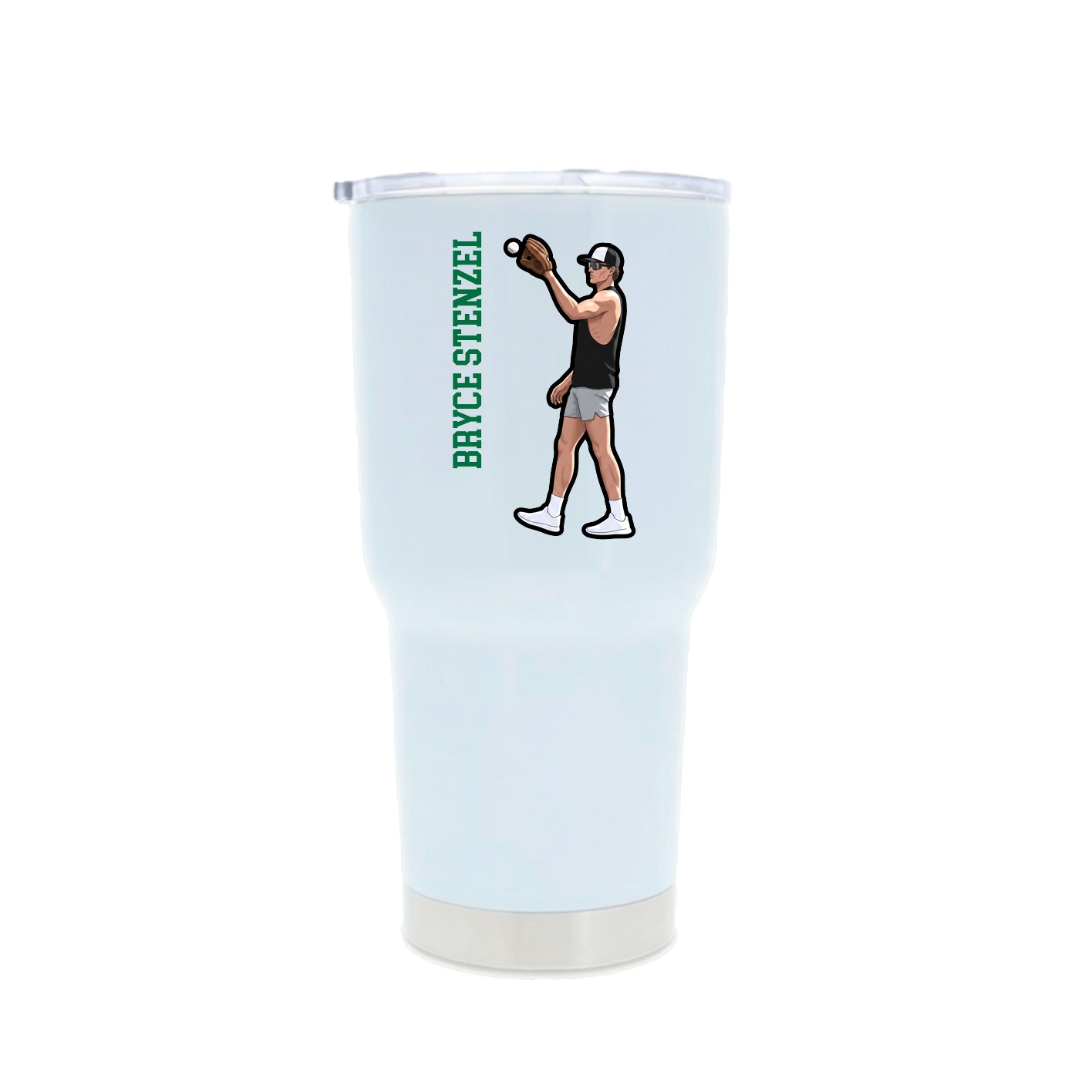30oz Stainless Steel Tumbler — Name Vertical in White