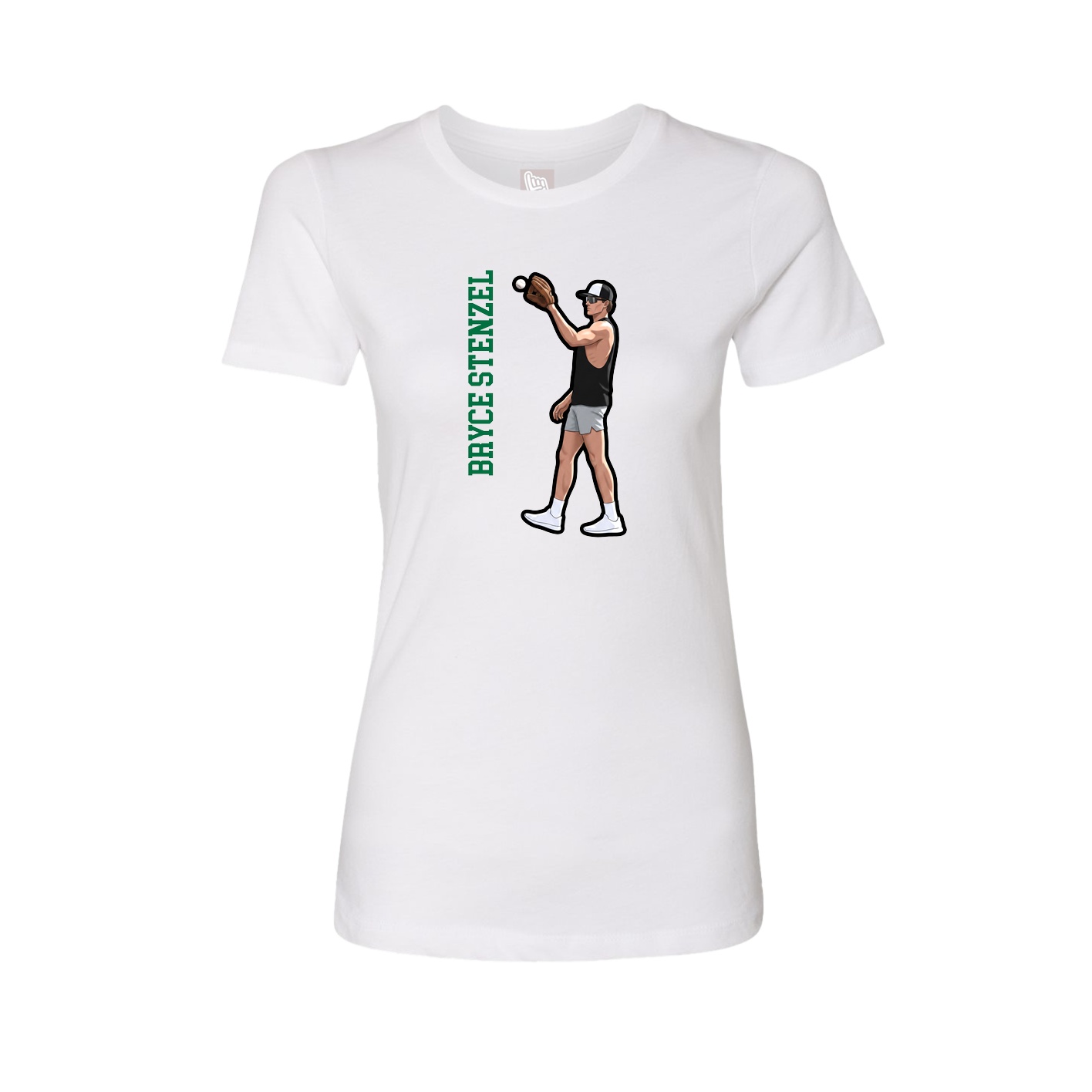Fitted Women's Tee — Name Vertical in White