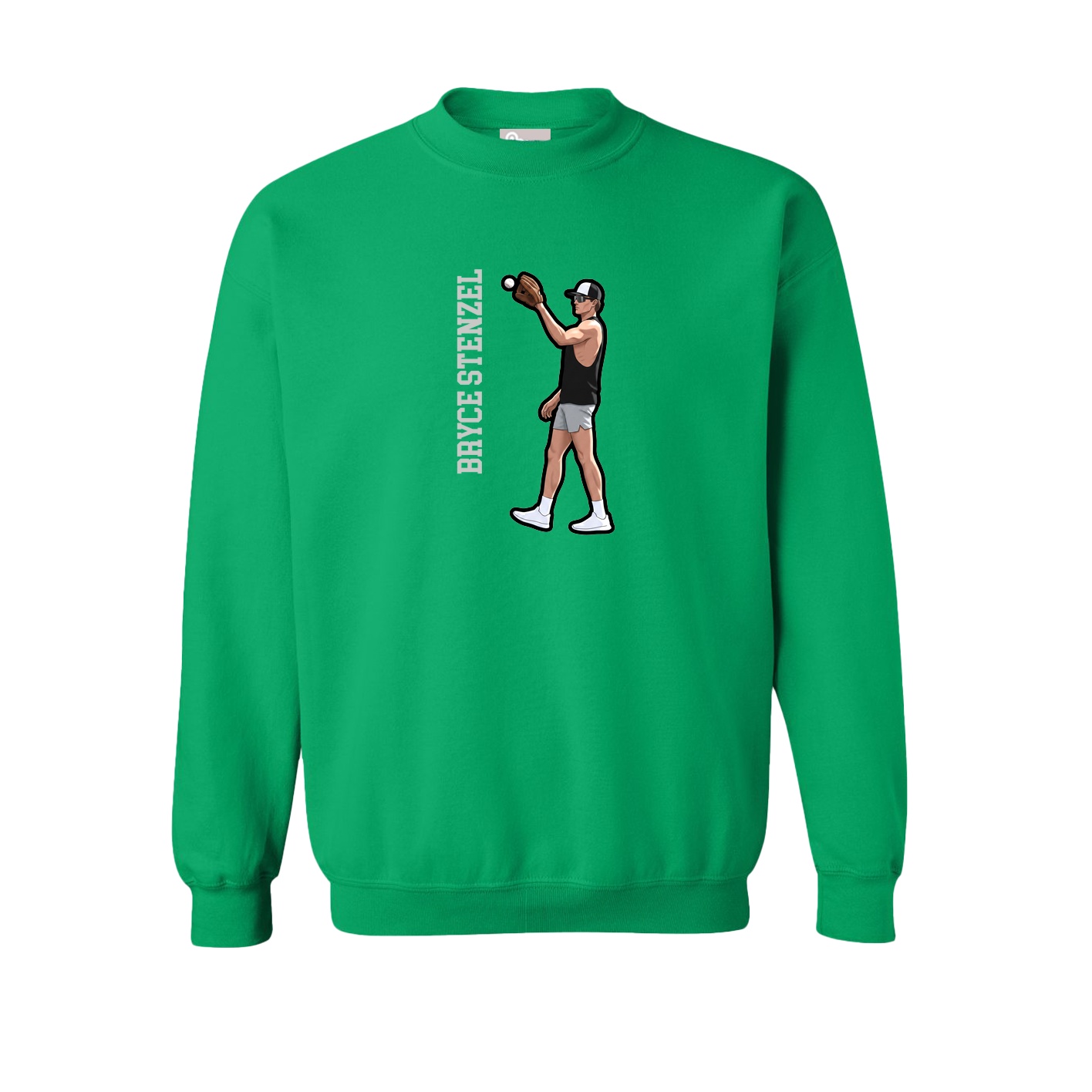 Fleece Crew — Name Vertical in Green