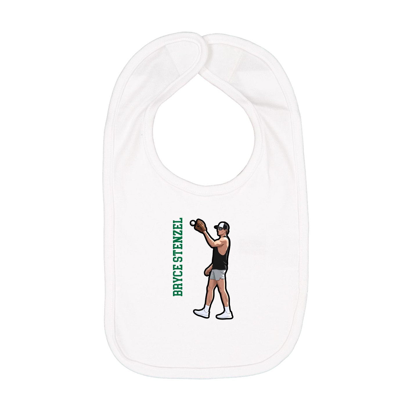 Infant Bib — Name Vertical in White