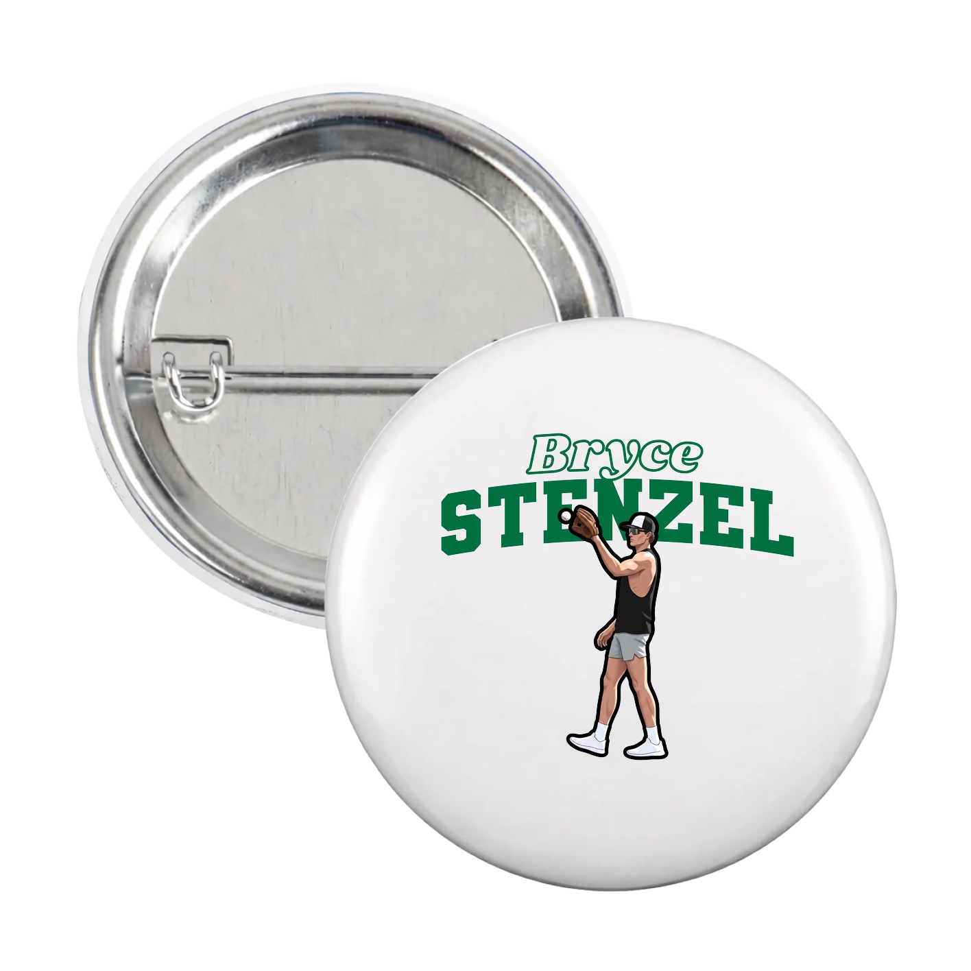 Game Day Button — Name Arch in White