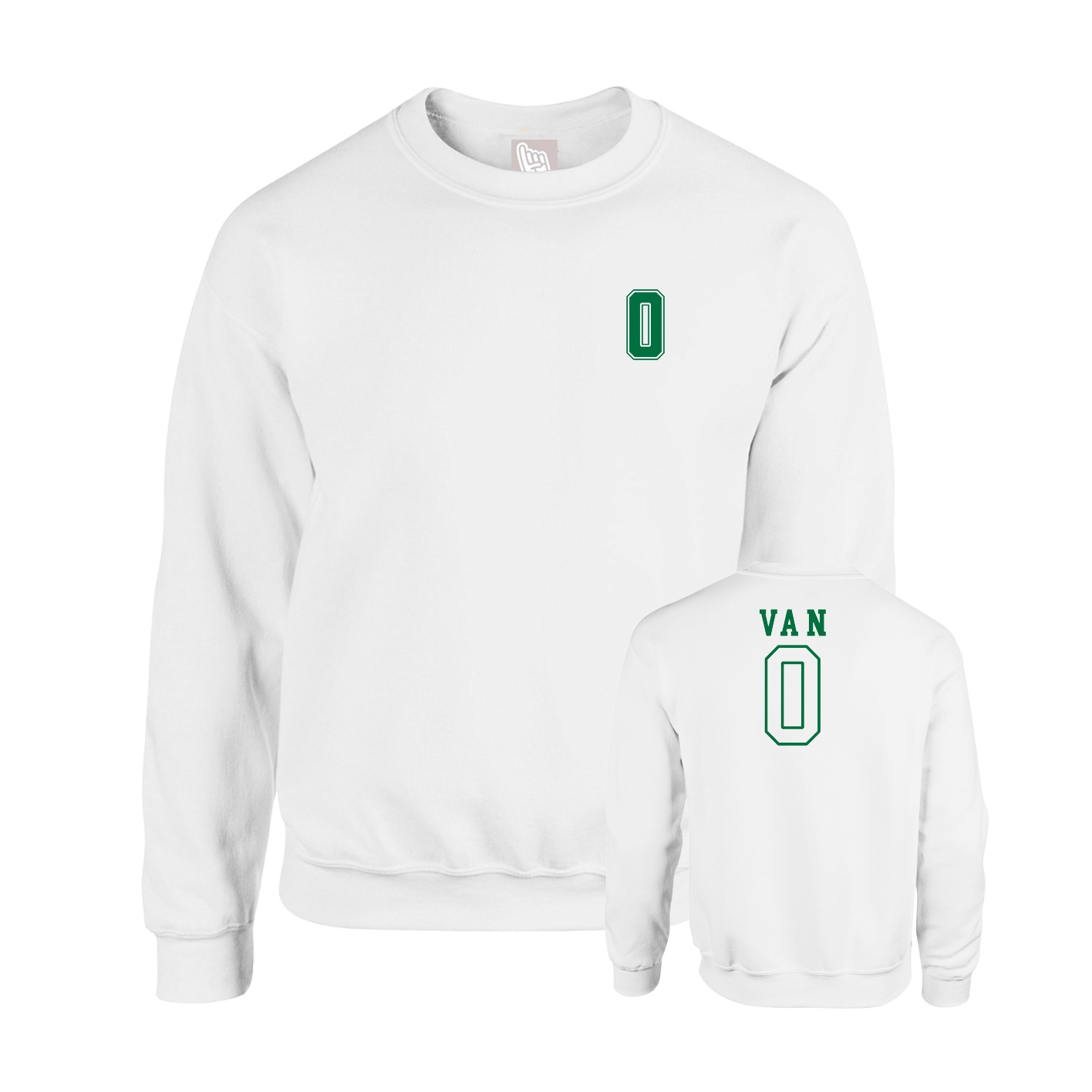 Fleece Crew — Chest Back in White