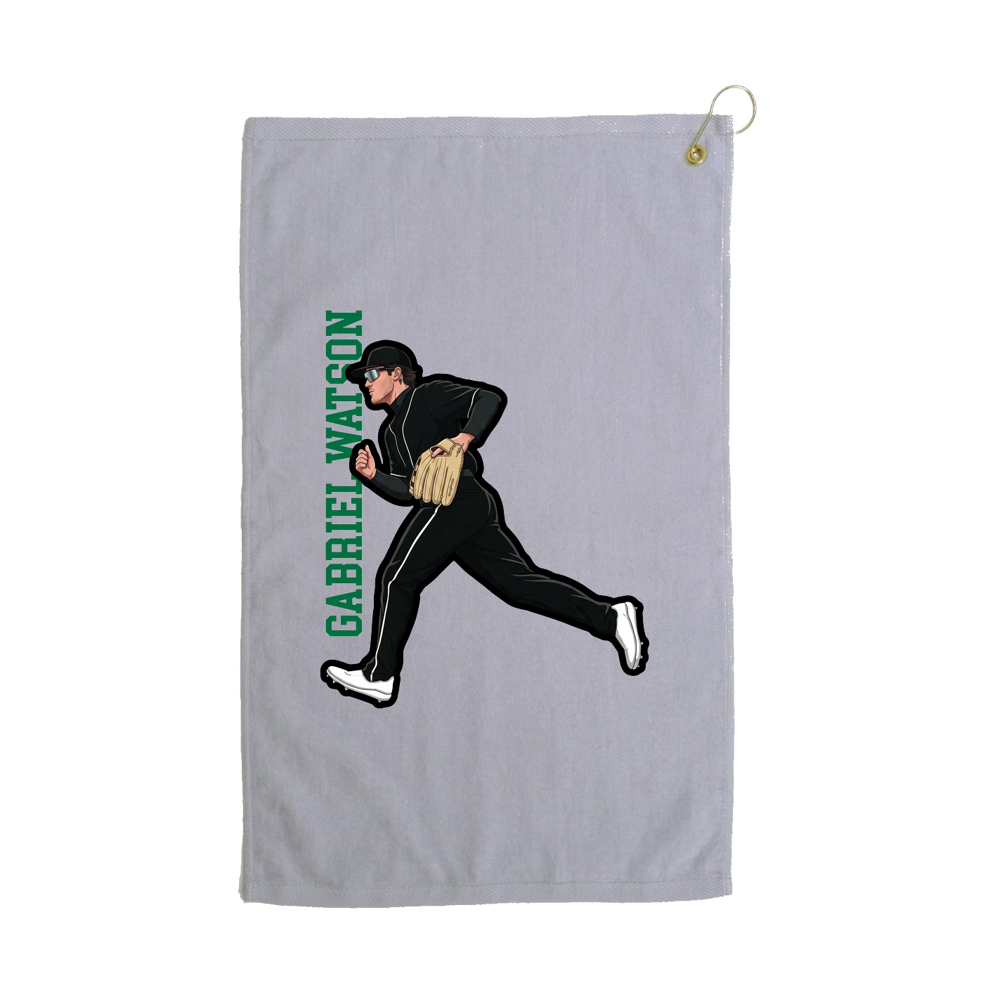 Golf Towel — Name Vertical in Grey