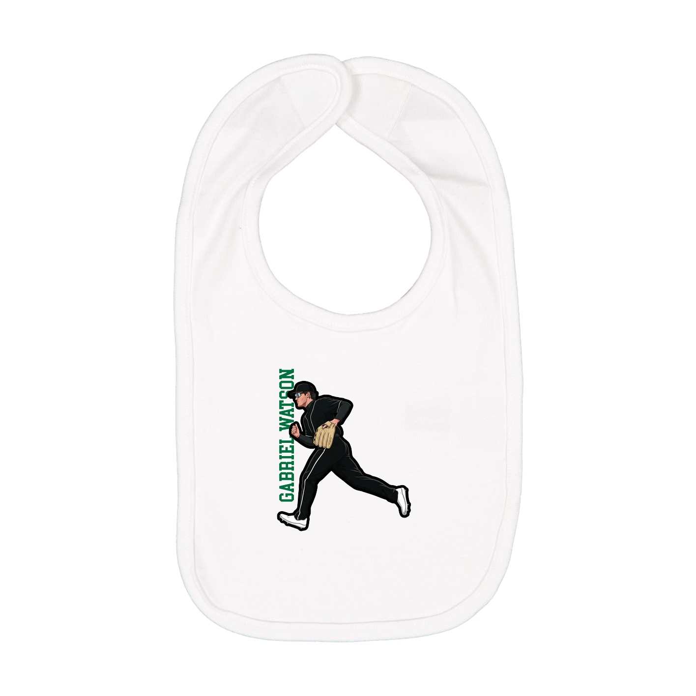 Infant Bib — Name Vertical in White