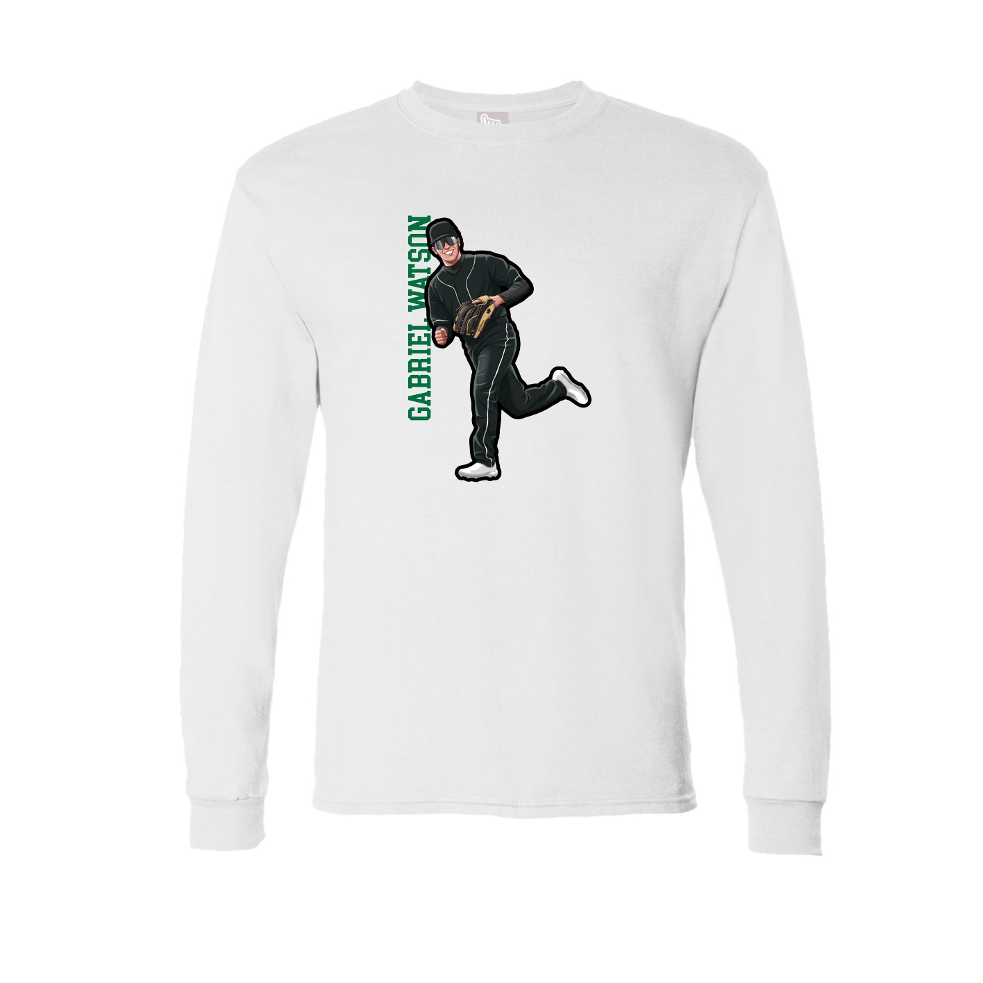 Long Sleeve Tee — Name Vertical in White