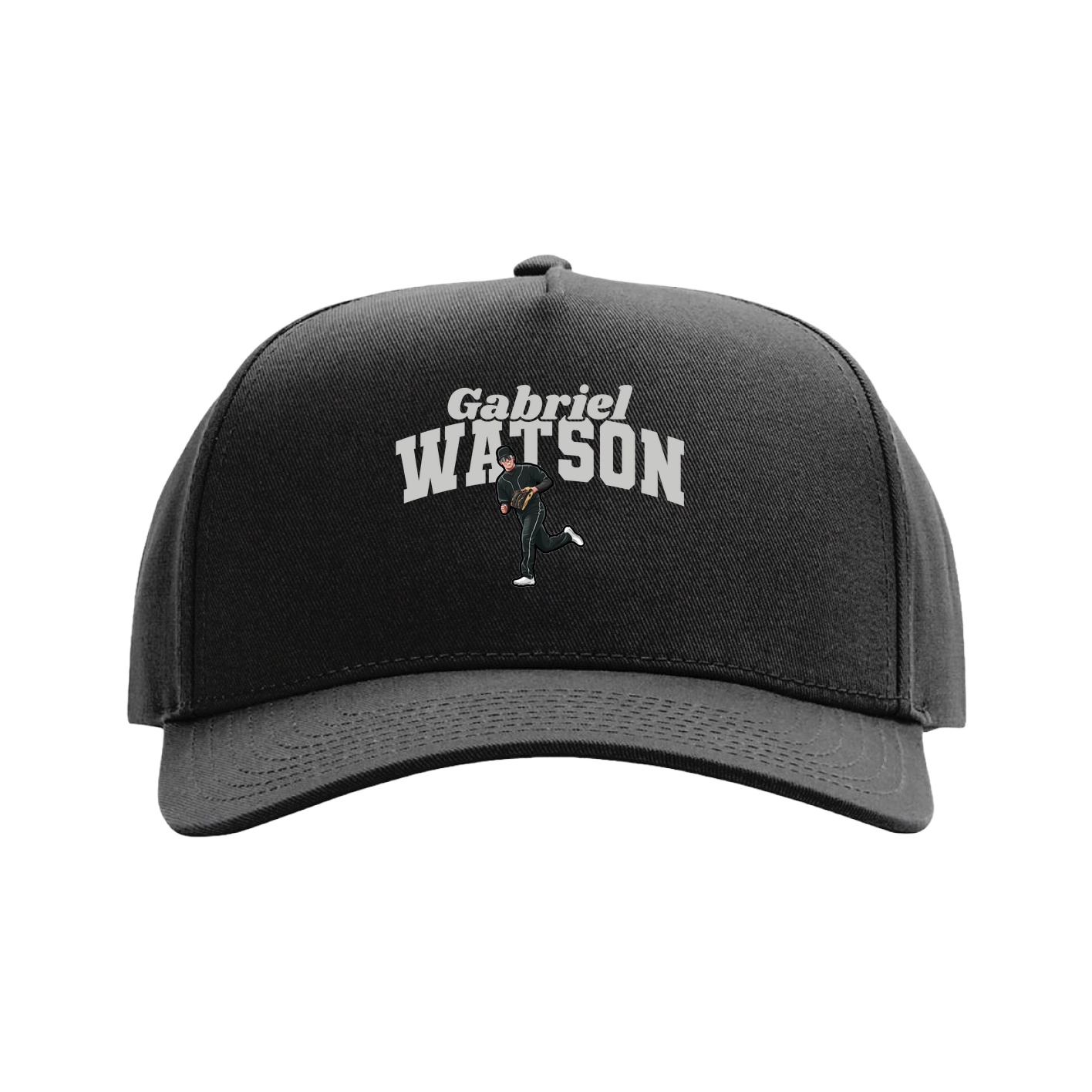 Full Fabric Five-Panel Champ Cap — Signature Arch in Black