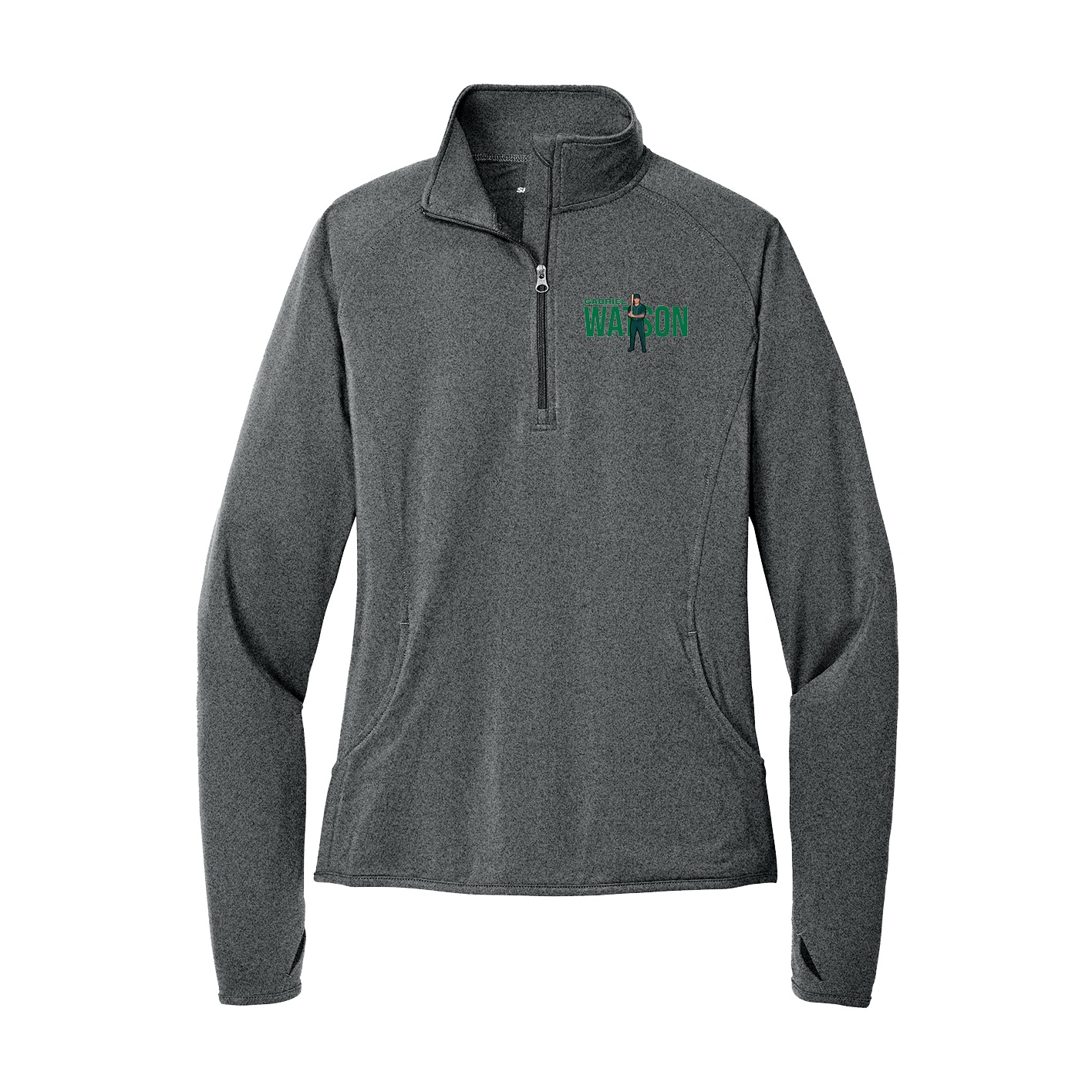 Women's Q-Zip Pullover — Player Name in Grey