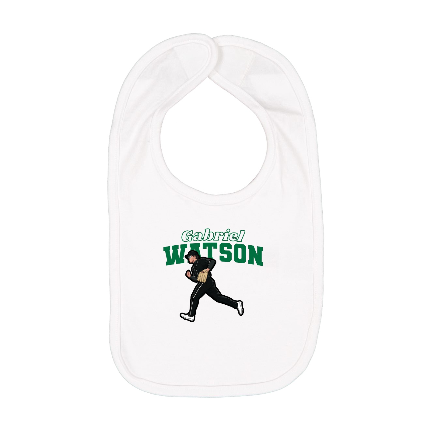 Infant Bib — Name Arch in White