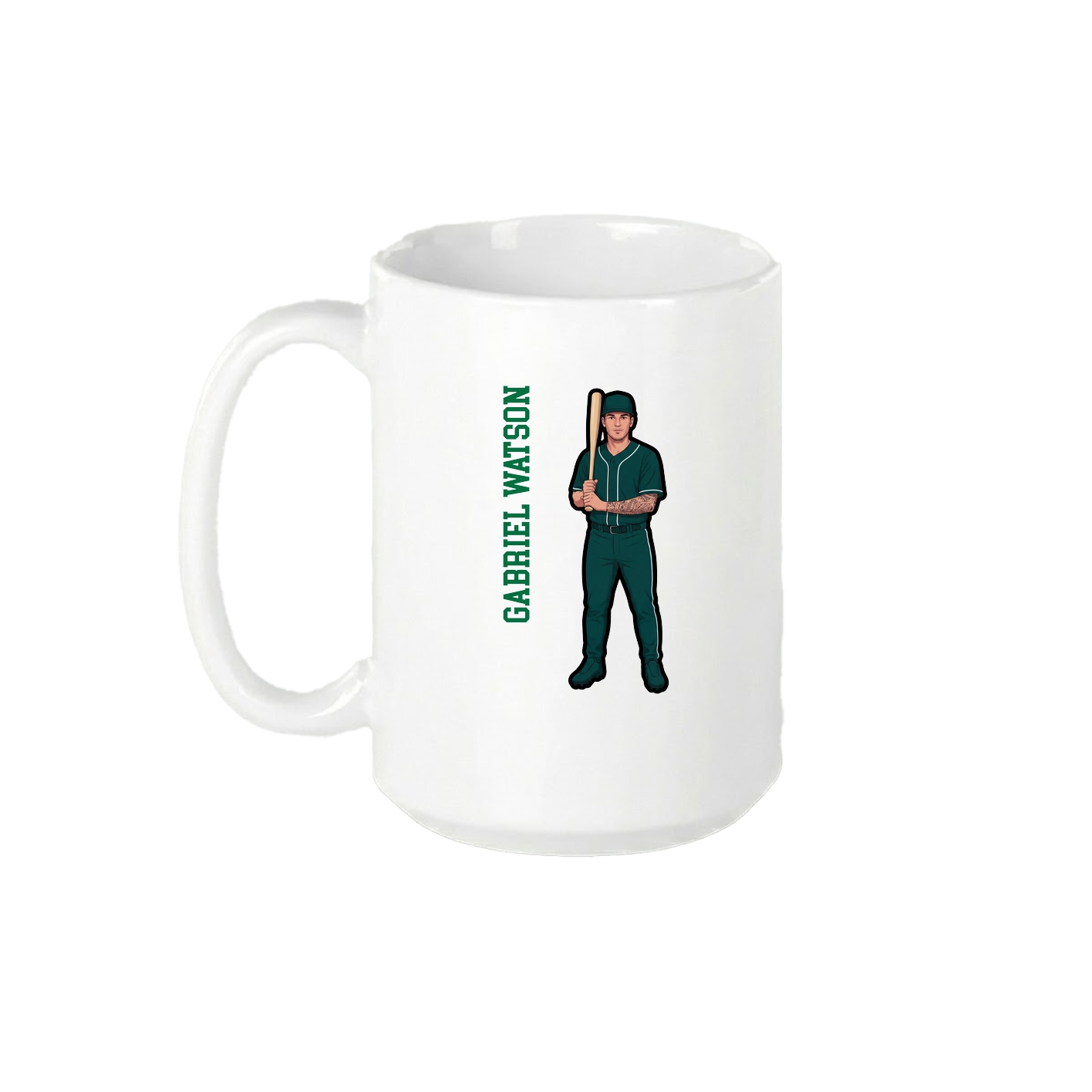 15oz Coffee Mug — Name Vertical in White