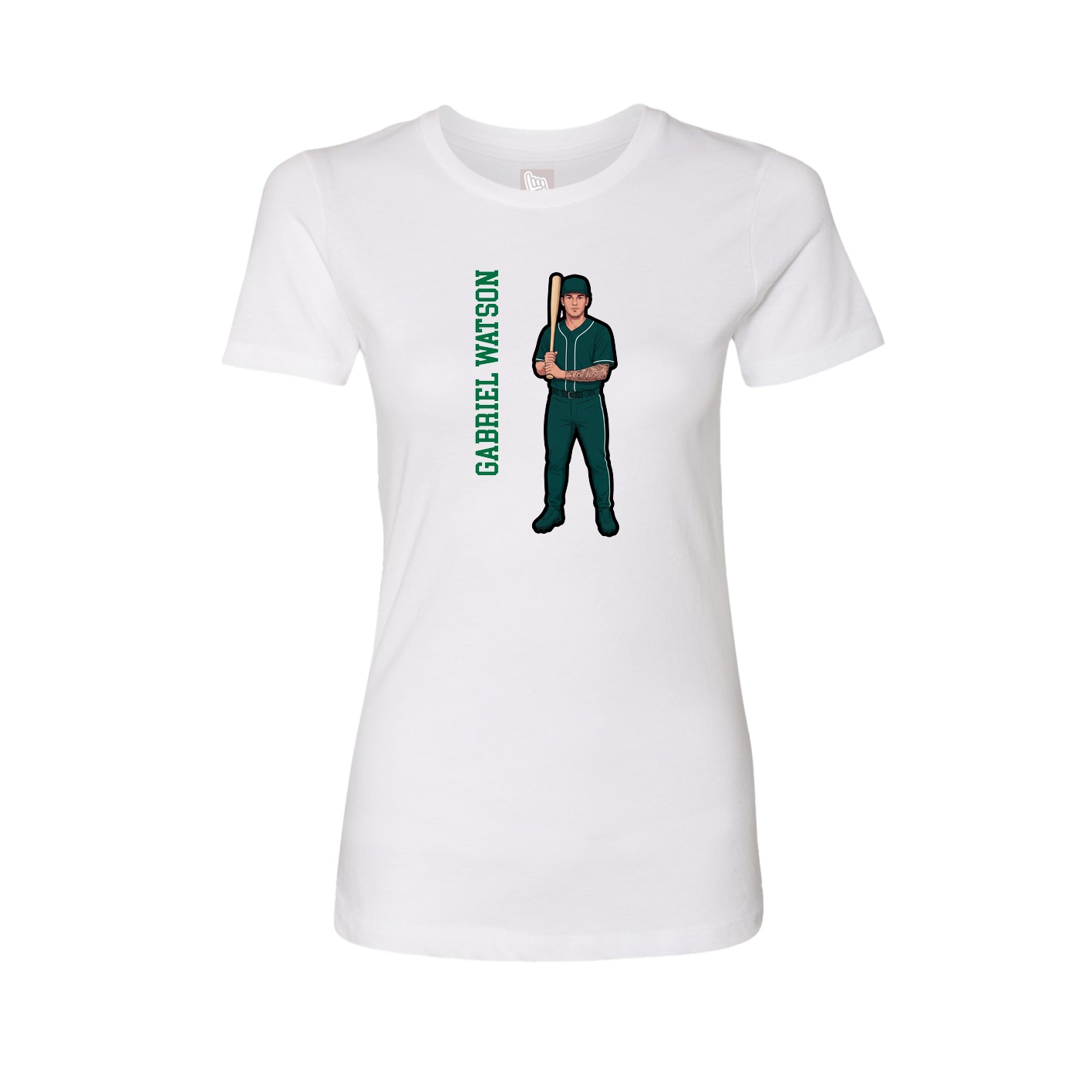 Fitted Women's Tee — Name Vertical in White