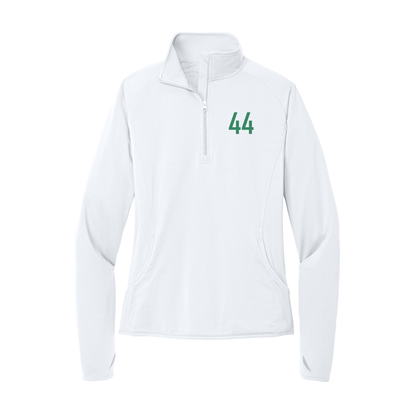 Women's Q-Zip Pullover — Front Shirsy in White