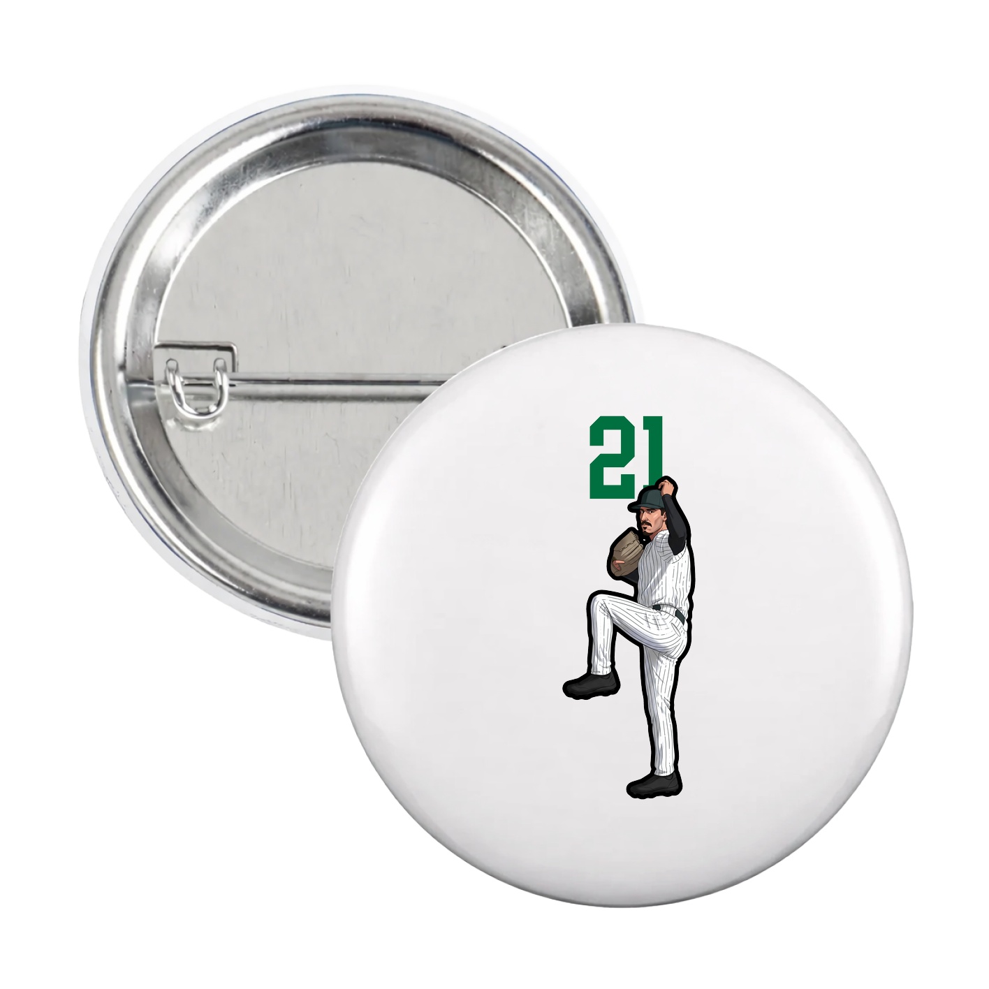 Game Day Button — Number Top in White