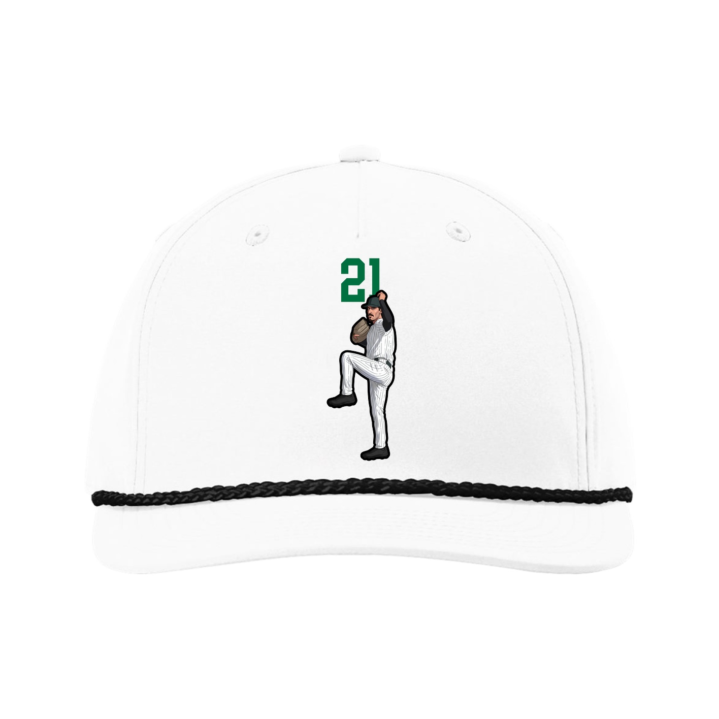 Five-Panel Classic Rope Cap — Number Top in White
