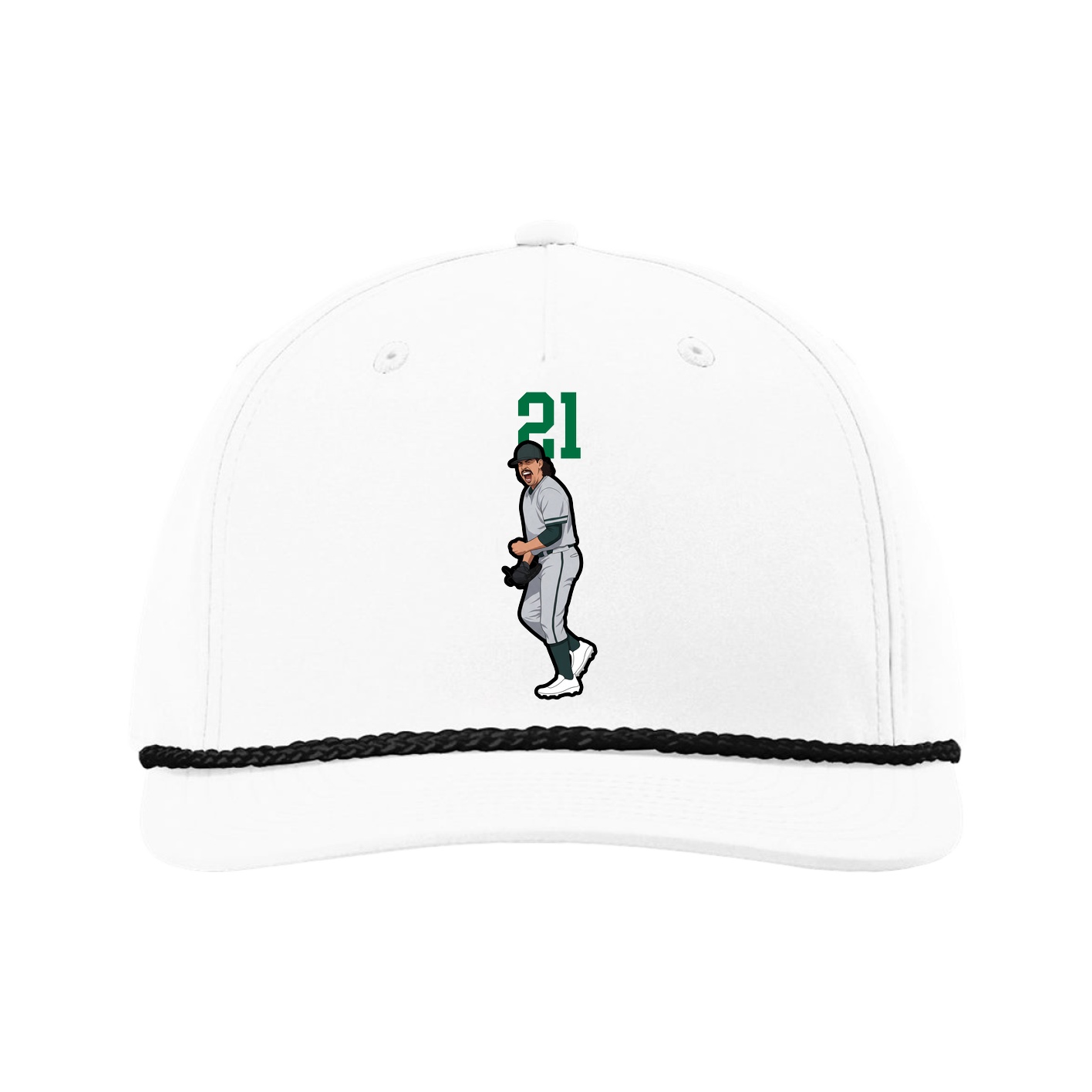 Five-Panel Classic Rope Cap — Number Top in White