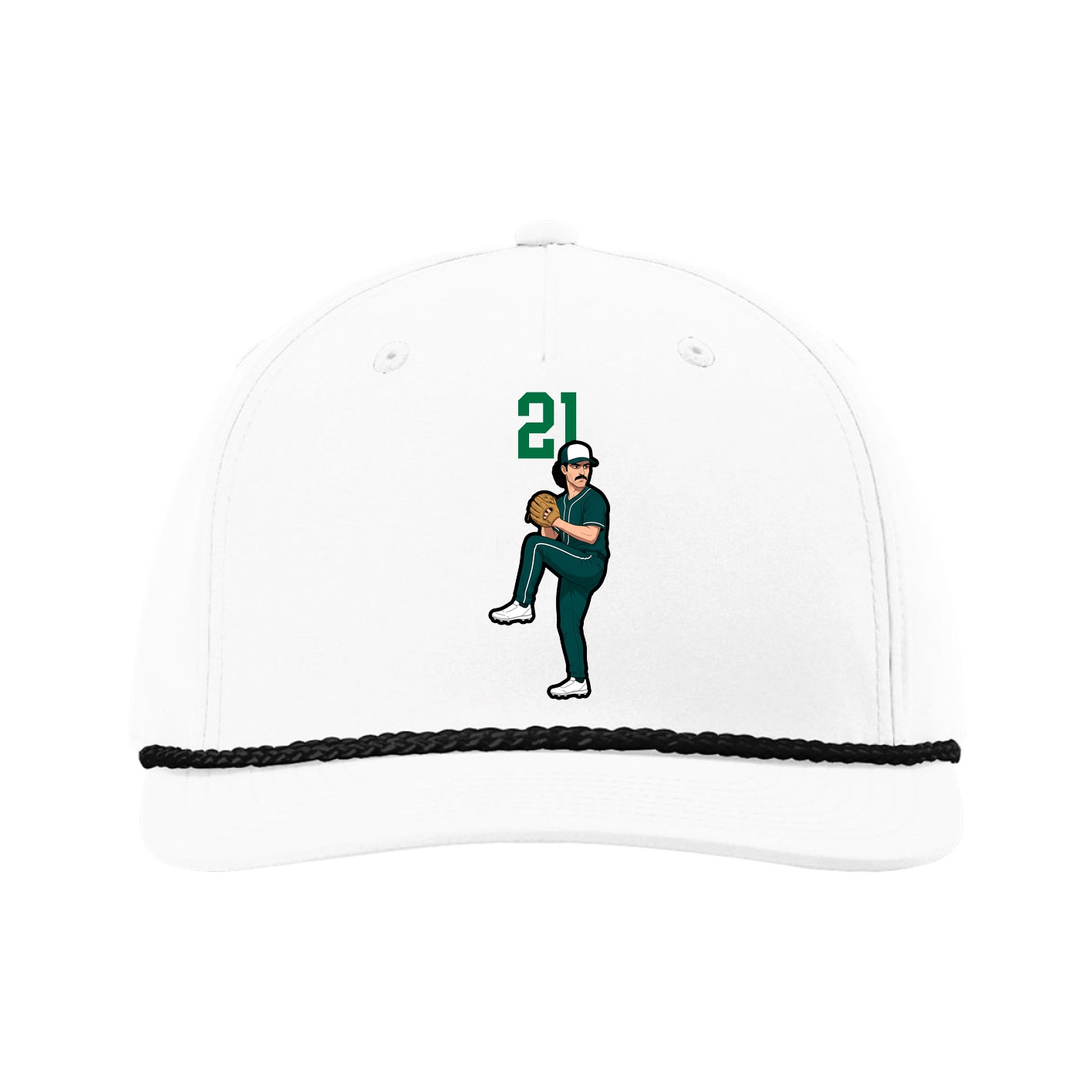 Five-Panel Classic Rope Cap — Number Top in White
