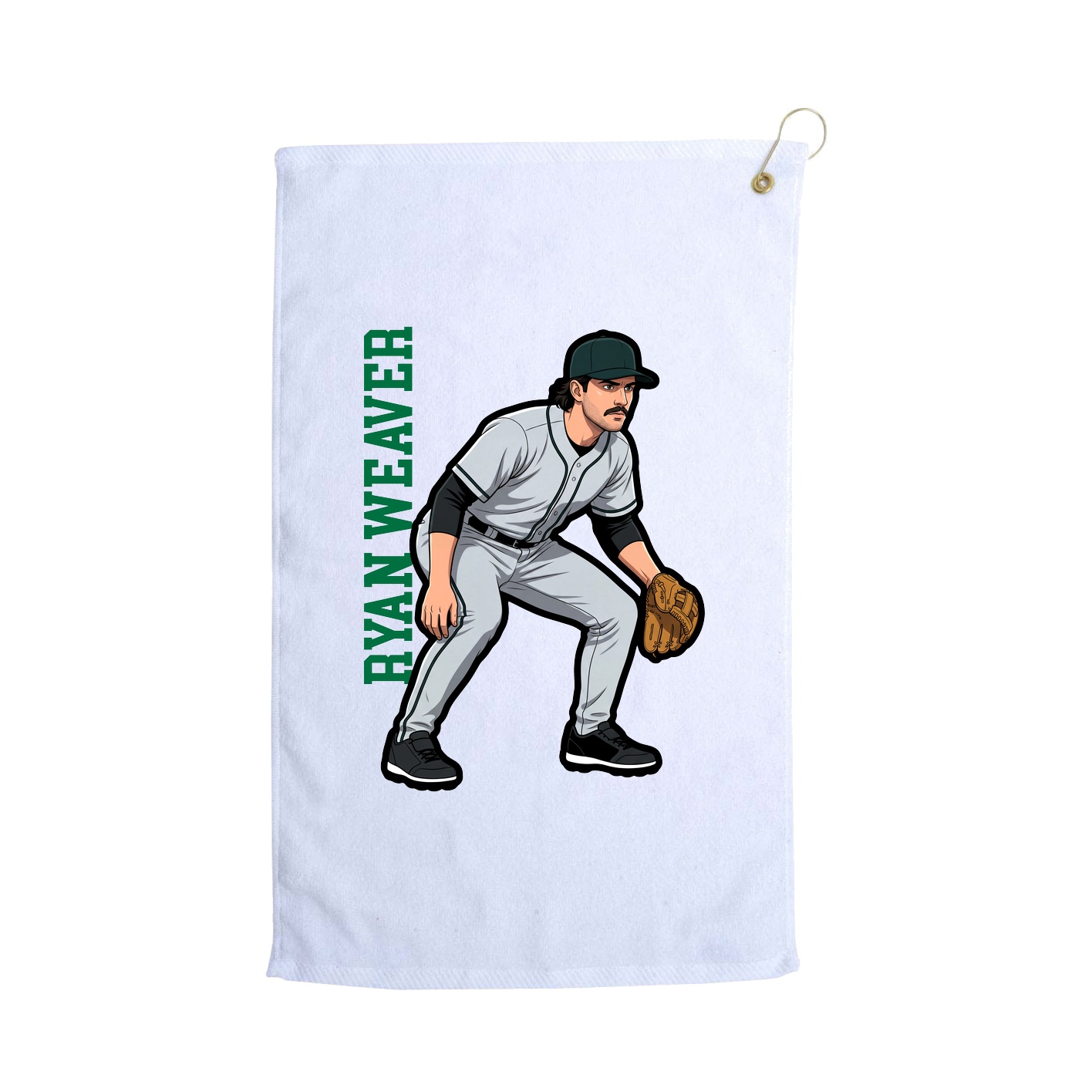 Golf Towel — Name Vertical in White