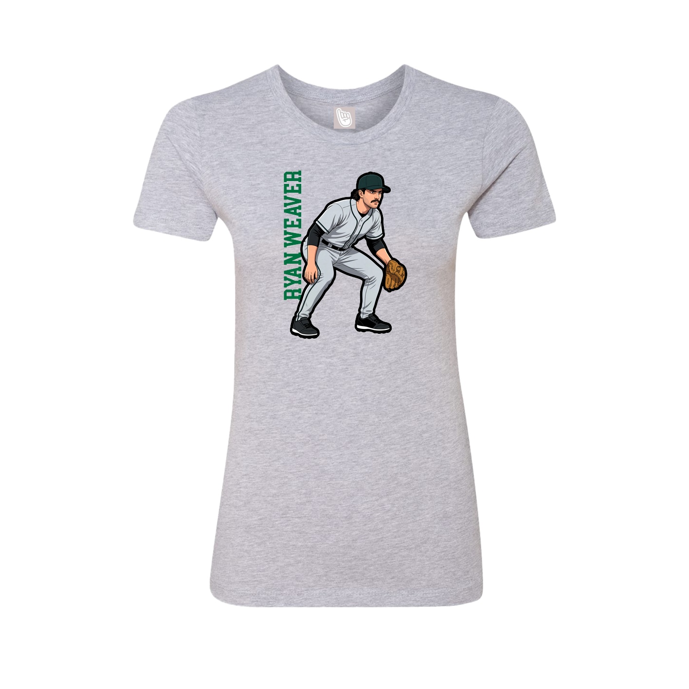 Fitted Women's Tee — Name Vertical in Grey