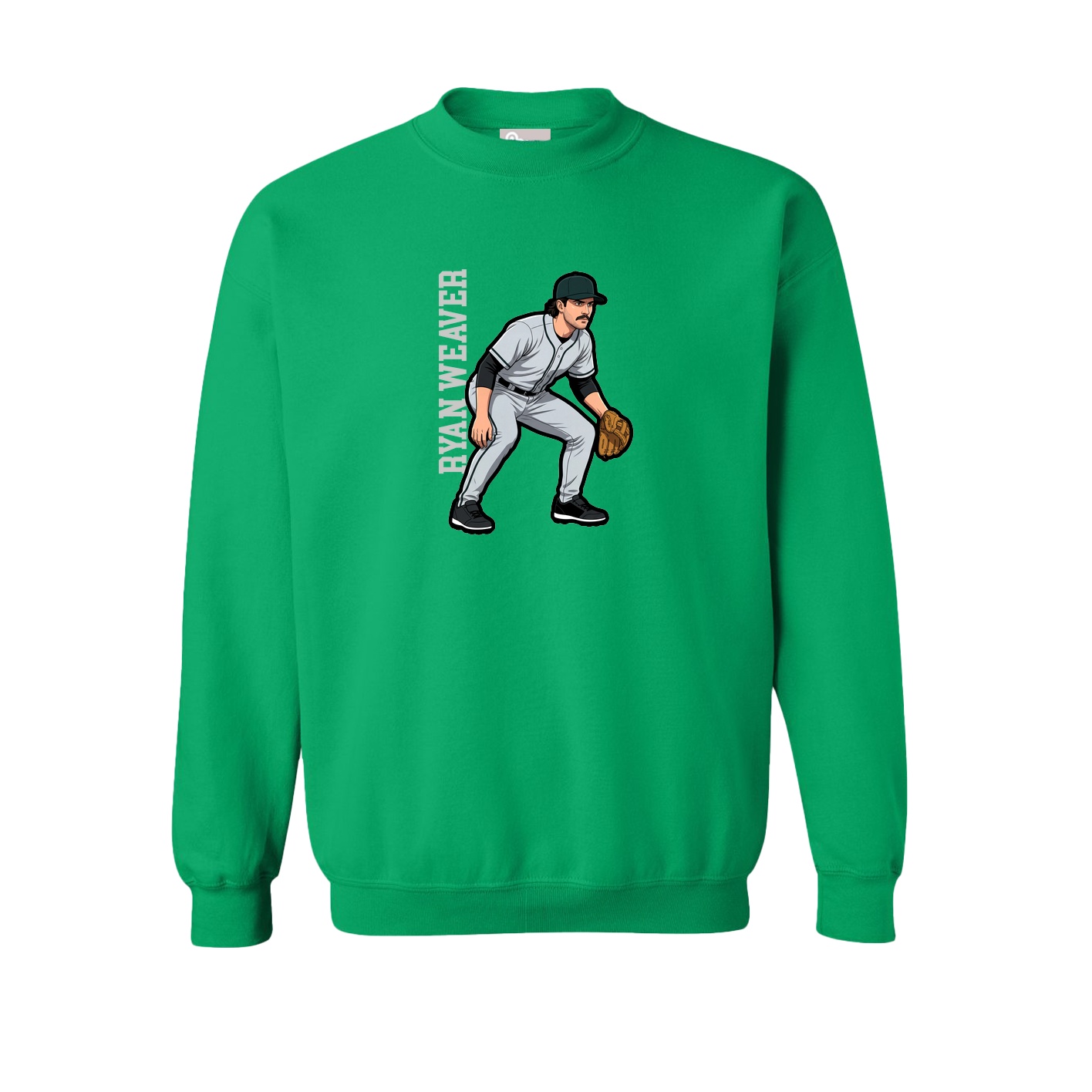 Fleece Crew — Name Vertical in Green