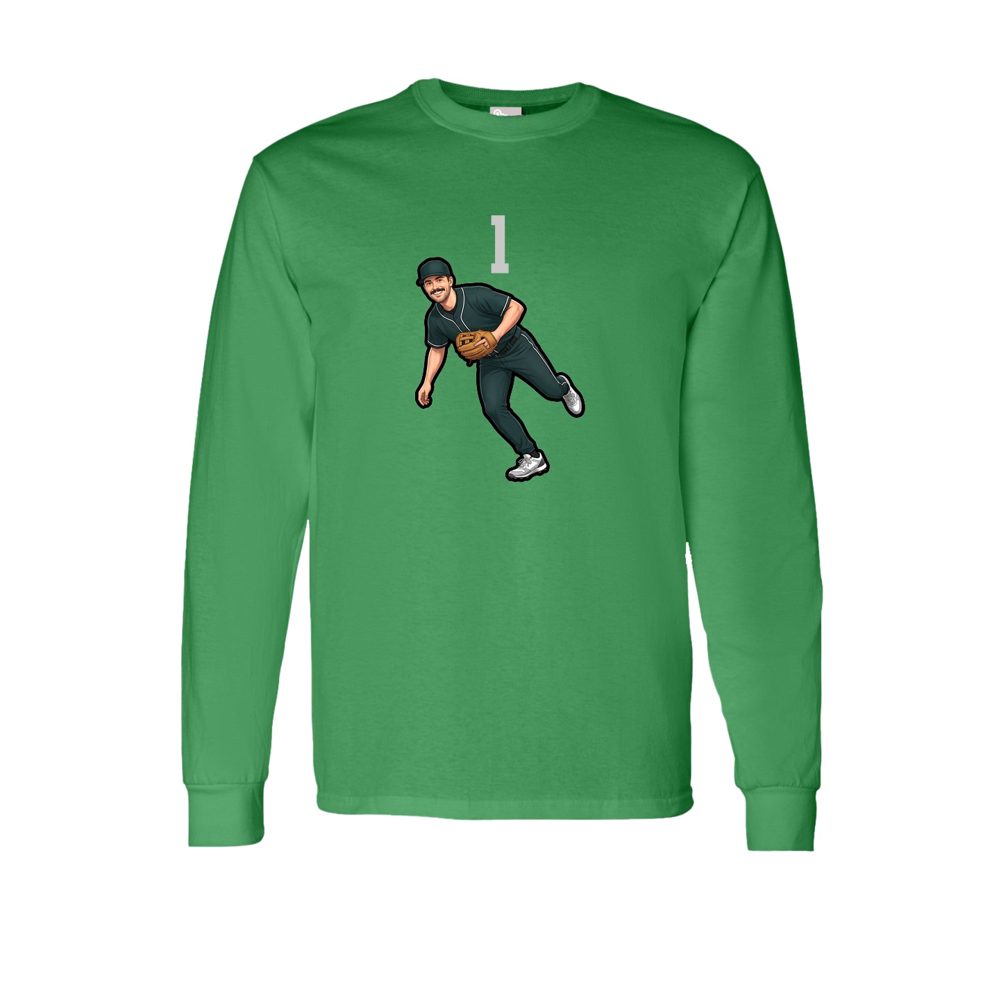 Long Sleeve Tee — Number Top in Green