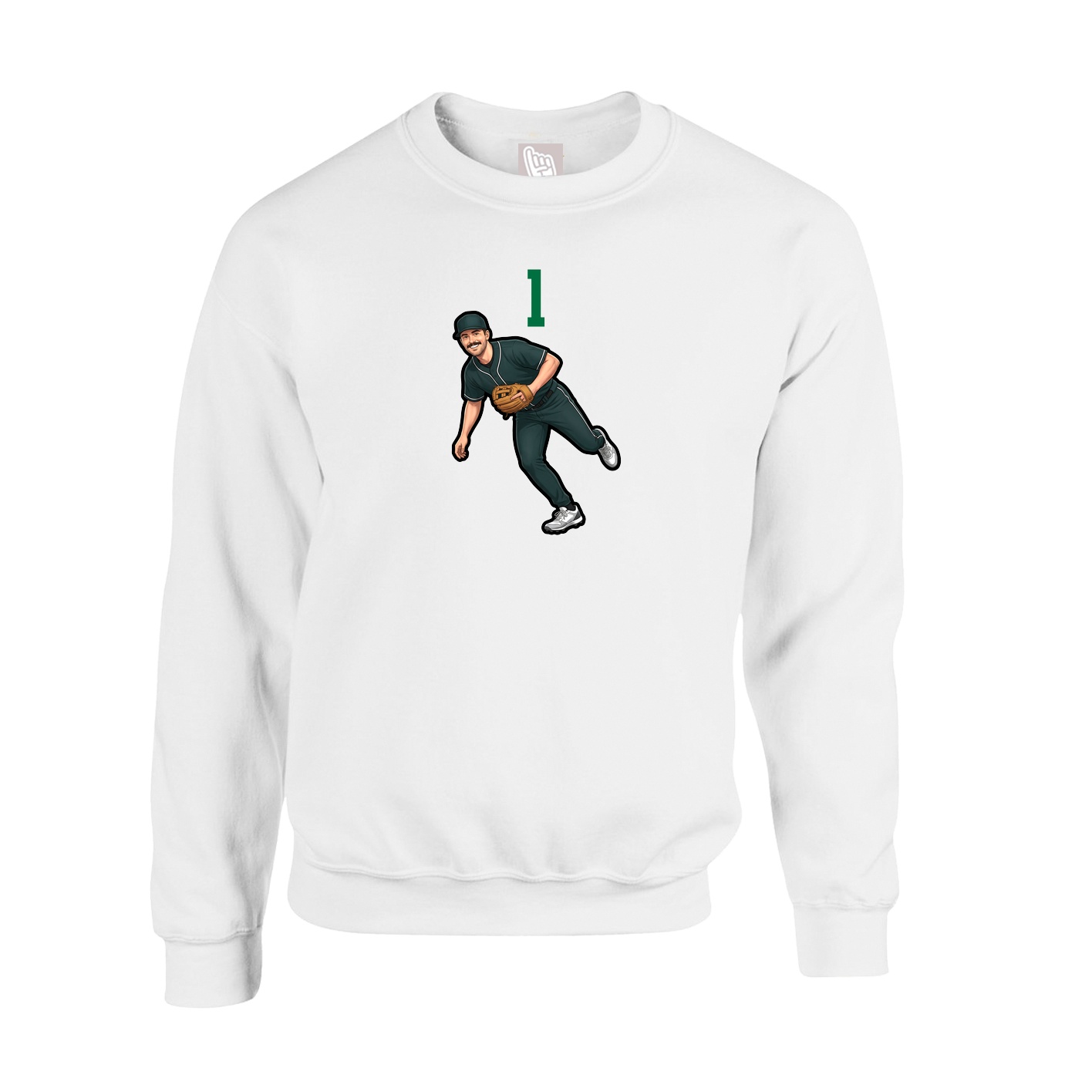 Fleece Crew — Number Top in White