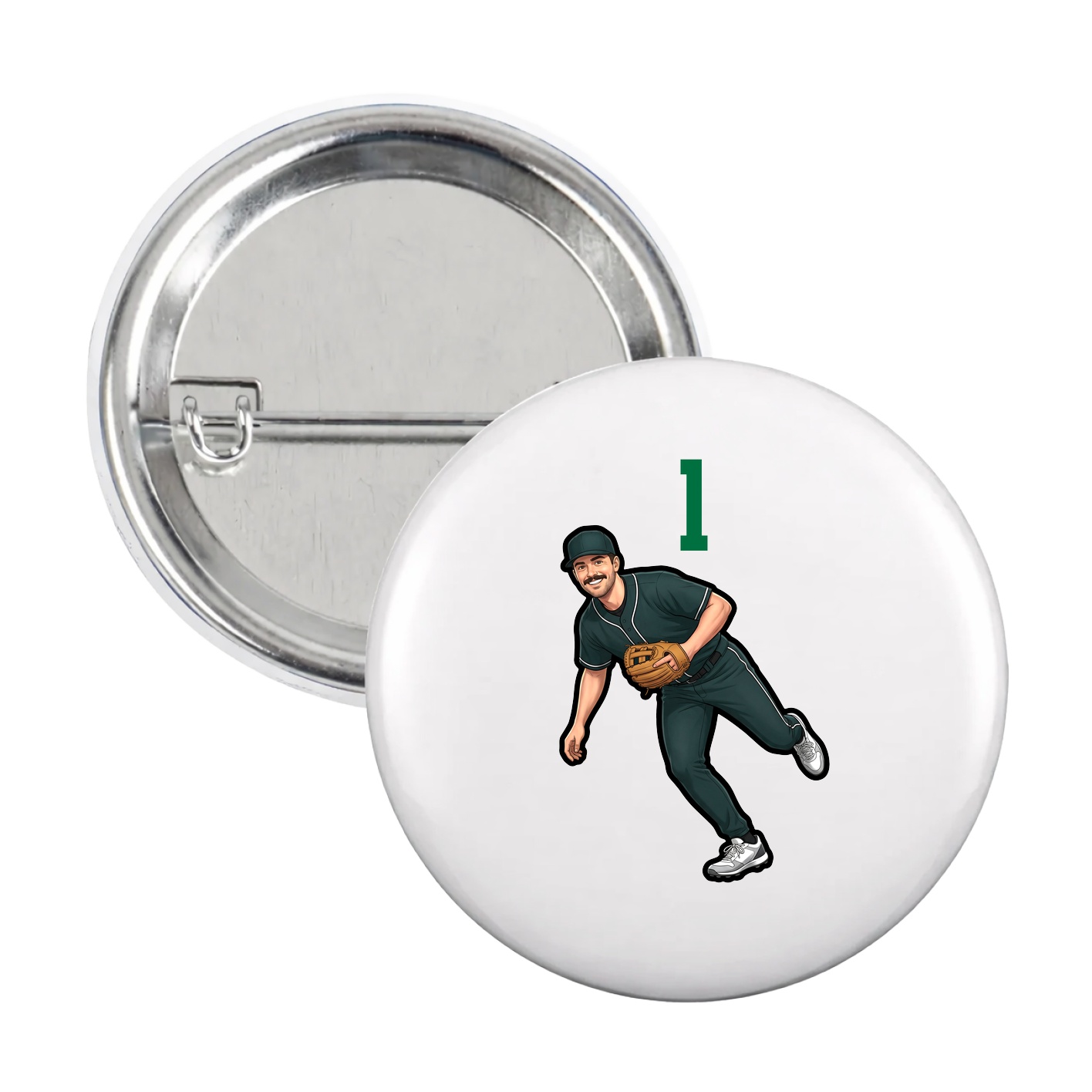 Game Day Button — Number Top in White