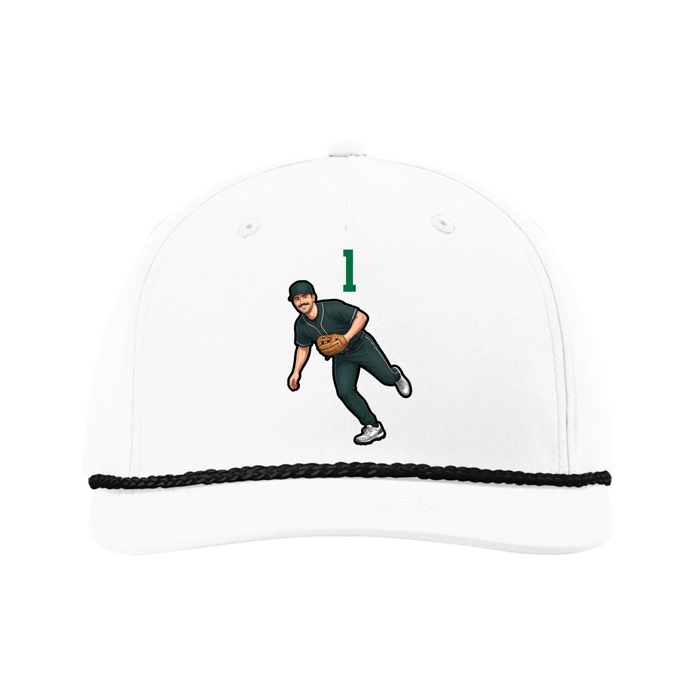 Five-Panel Classic Rope Cap — Number Top in White