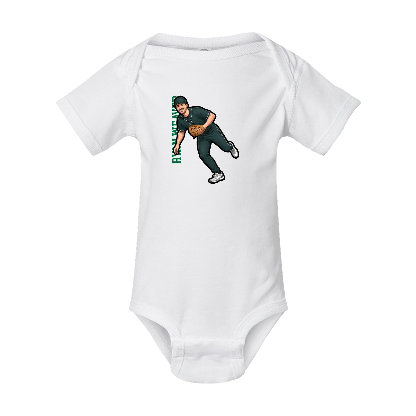Baby Onesie — Name Vertical in White