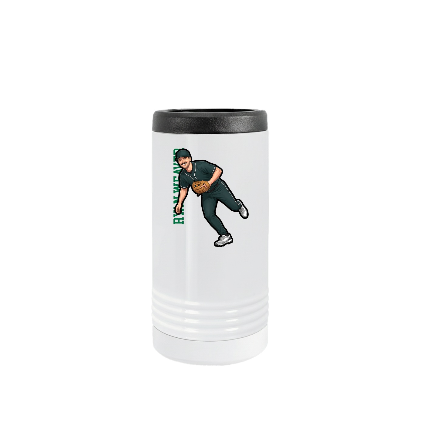 Slim Beverage Holder — Name Vertical in White