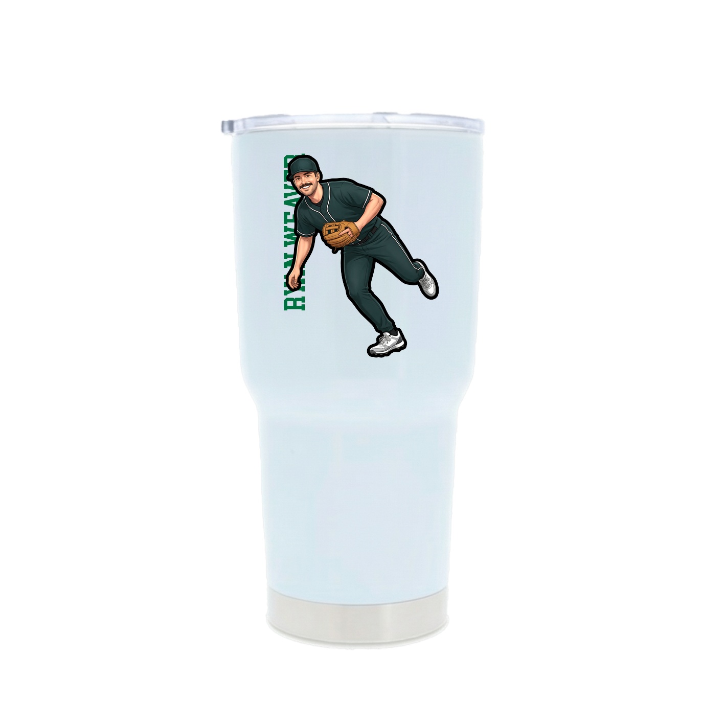 30oz Stainless Steel Tumbler — Name Vertical in White