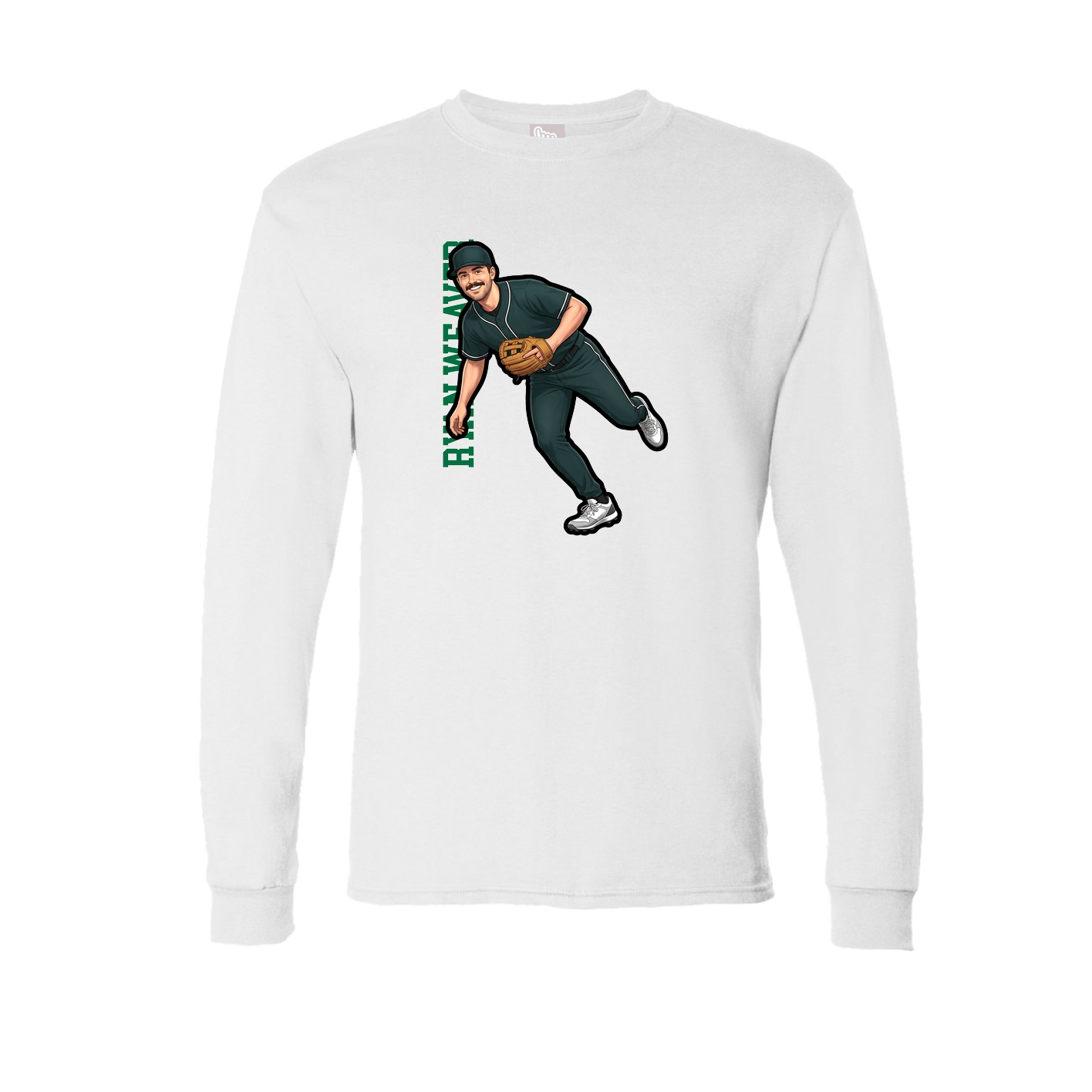 Long Sleeve Tee — Name Vertical in White
