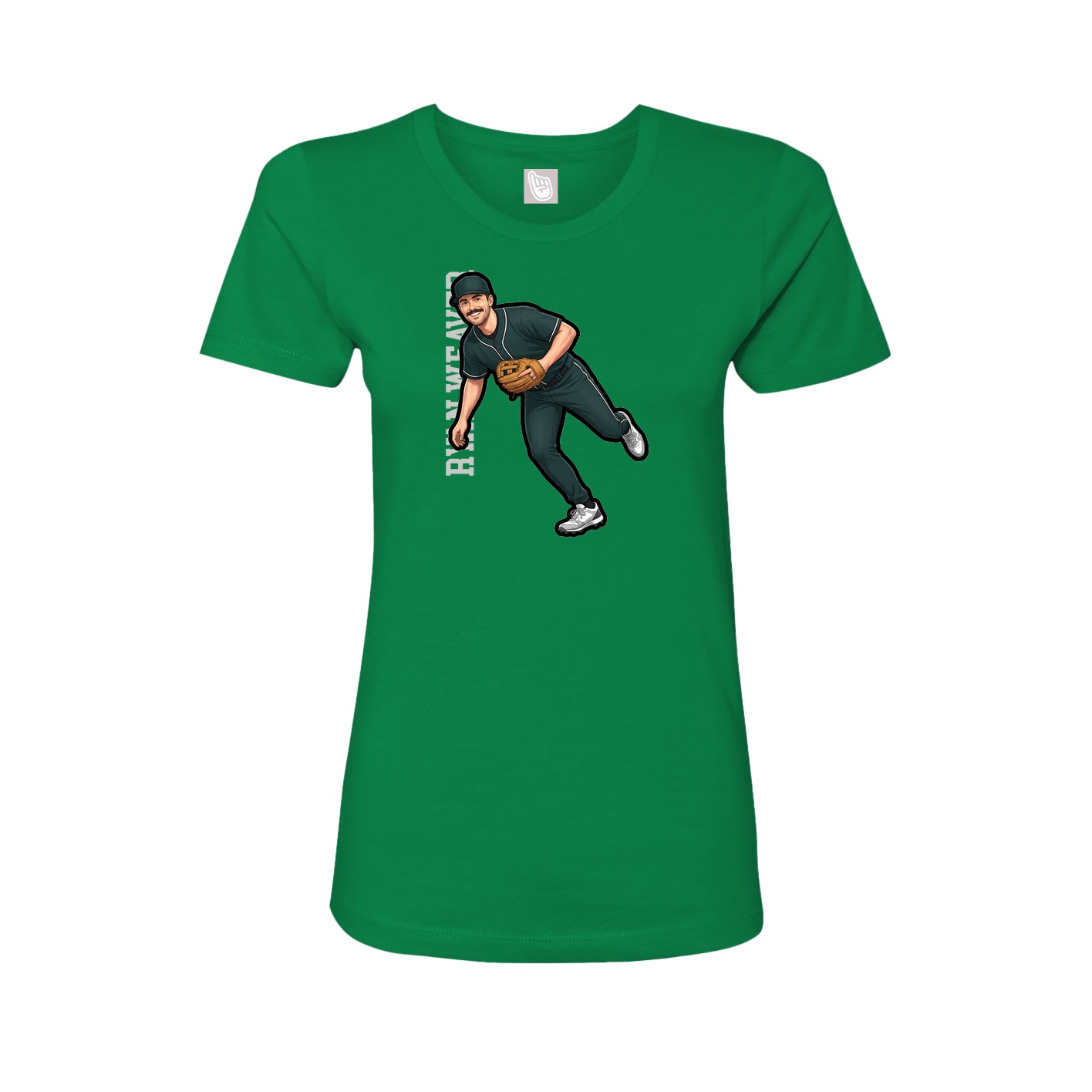 Fitted Women's Tee — Name Vertical in Green