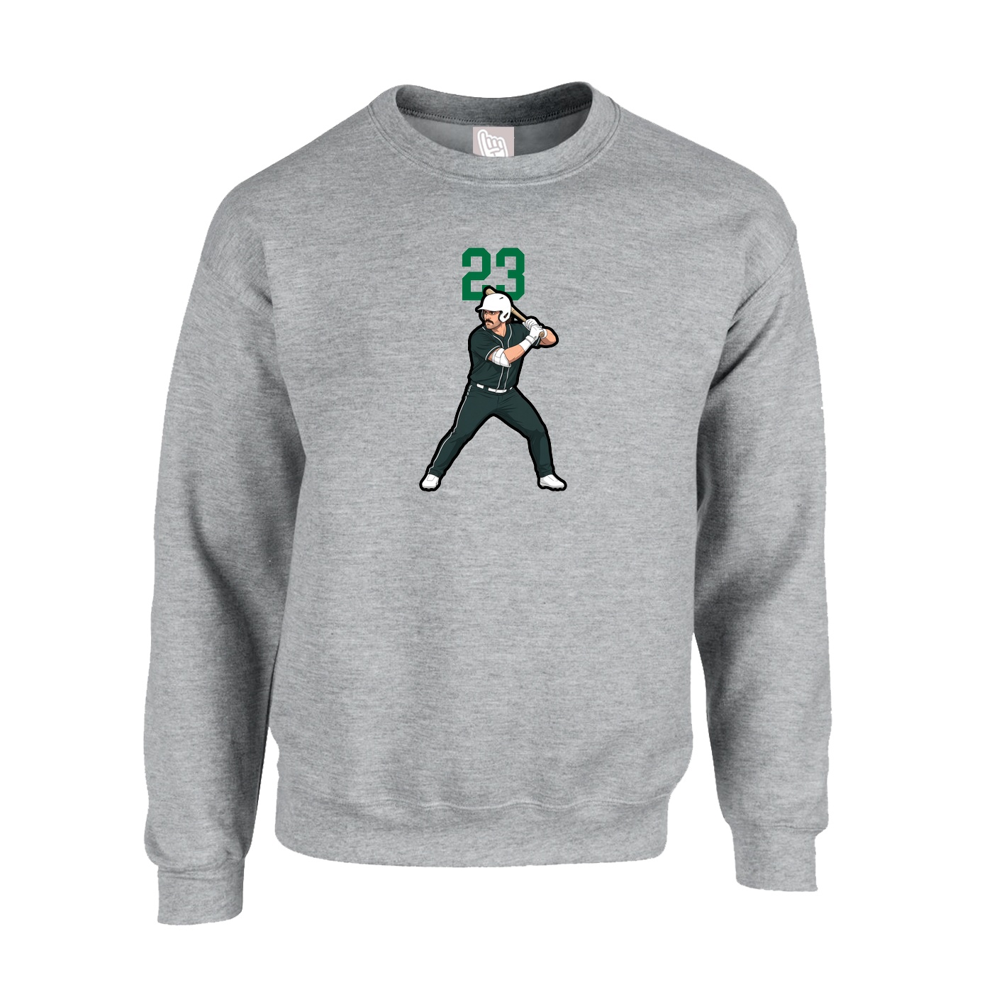 Fleece Crew — Number Top in Grey