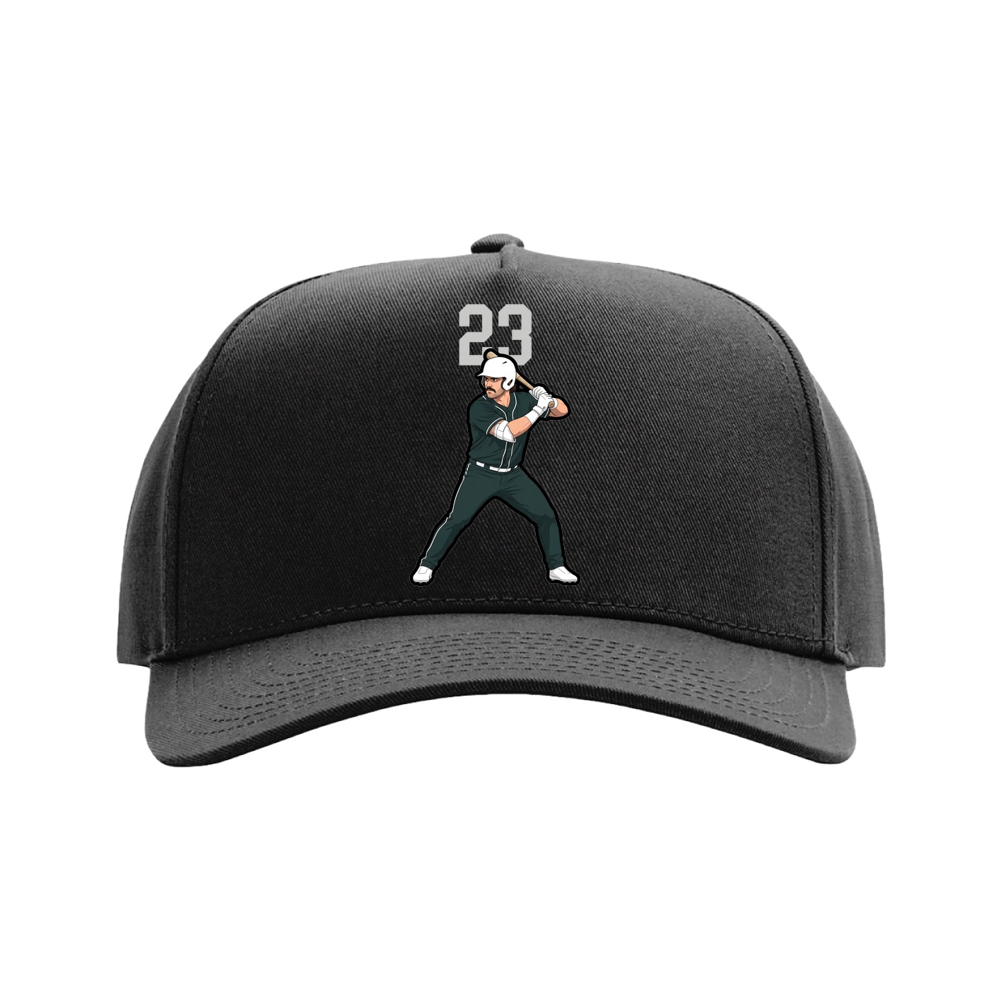 Full Fabric Five-Panel Champ Cap — Number Top in Black